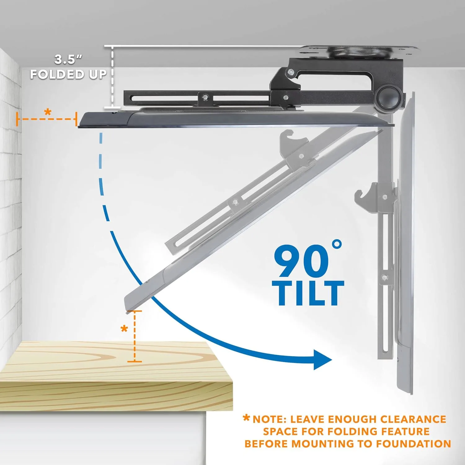 Mount-It! Flip Down TV Mount | Folding Ceiling TV Mount for 23 to 55 Inch | Heavy-Duty Bracket for Roof and Slanted Walls