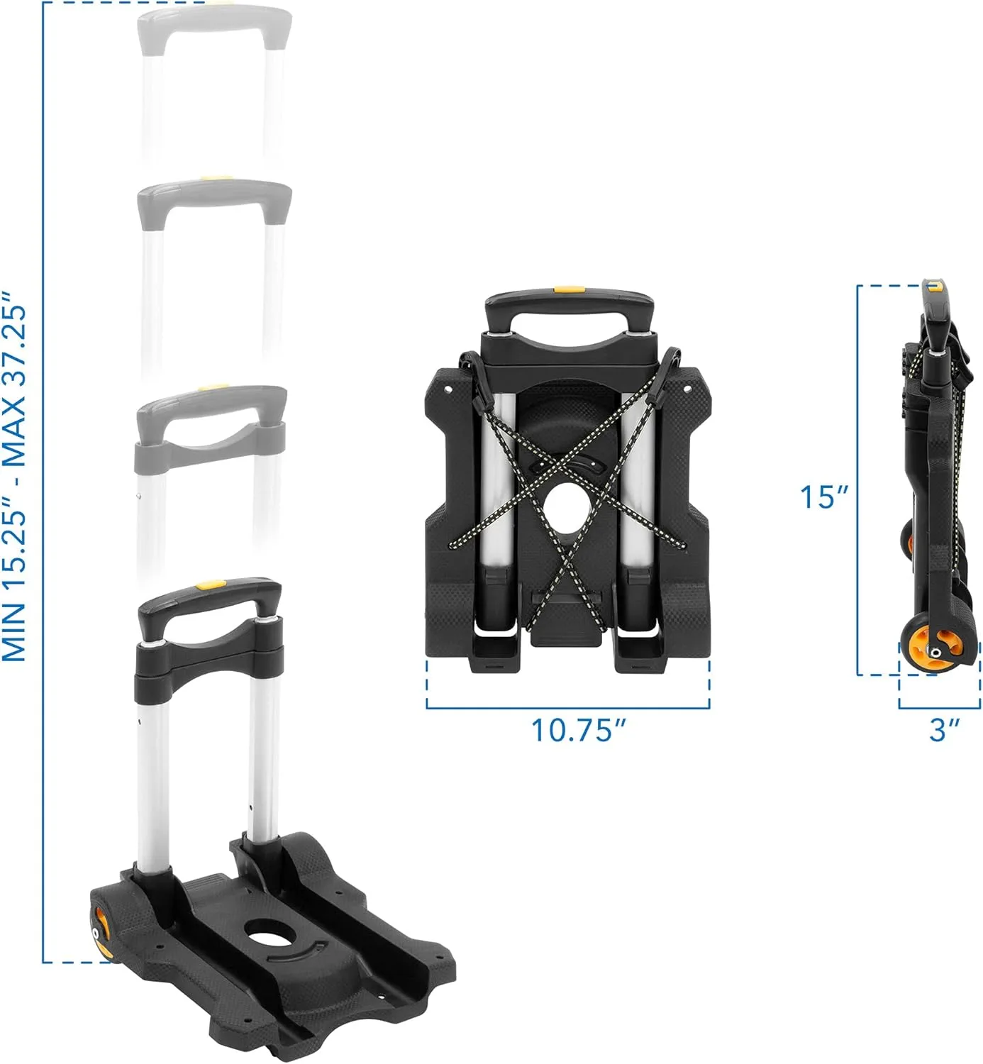 Mount-It! Luggage Cart with Wheels Foldable | Strong, Compact Luggage Cart Holds 77 Pounds - Carry Boxes