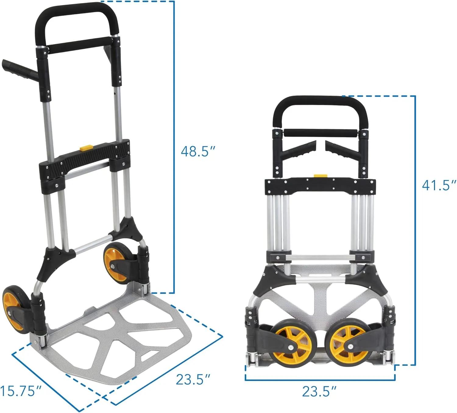 Mount-It! Folding Dolly, Aluminum Trolley, Industrial Grade Heavy Duty 440 Lb Capacity Hand Truck with Durable Rubber Wheels