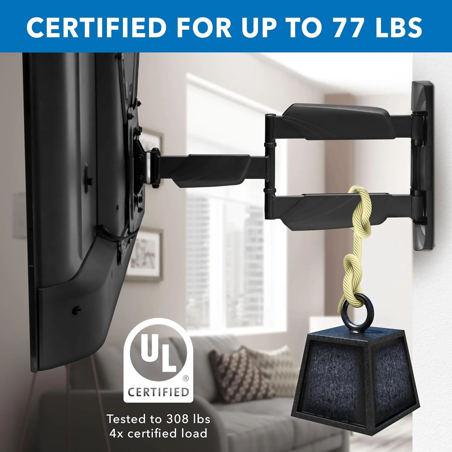 Mount-It! UL Certified Full Motion TV Wall Mount for Most 32-55 Inch Flat Screen TVs