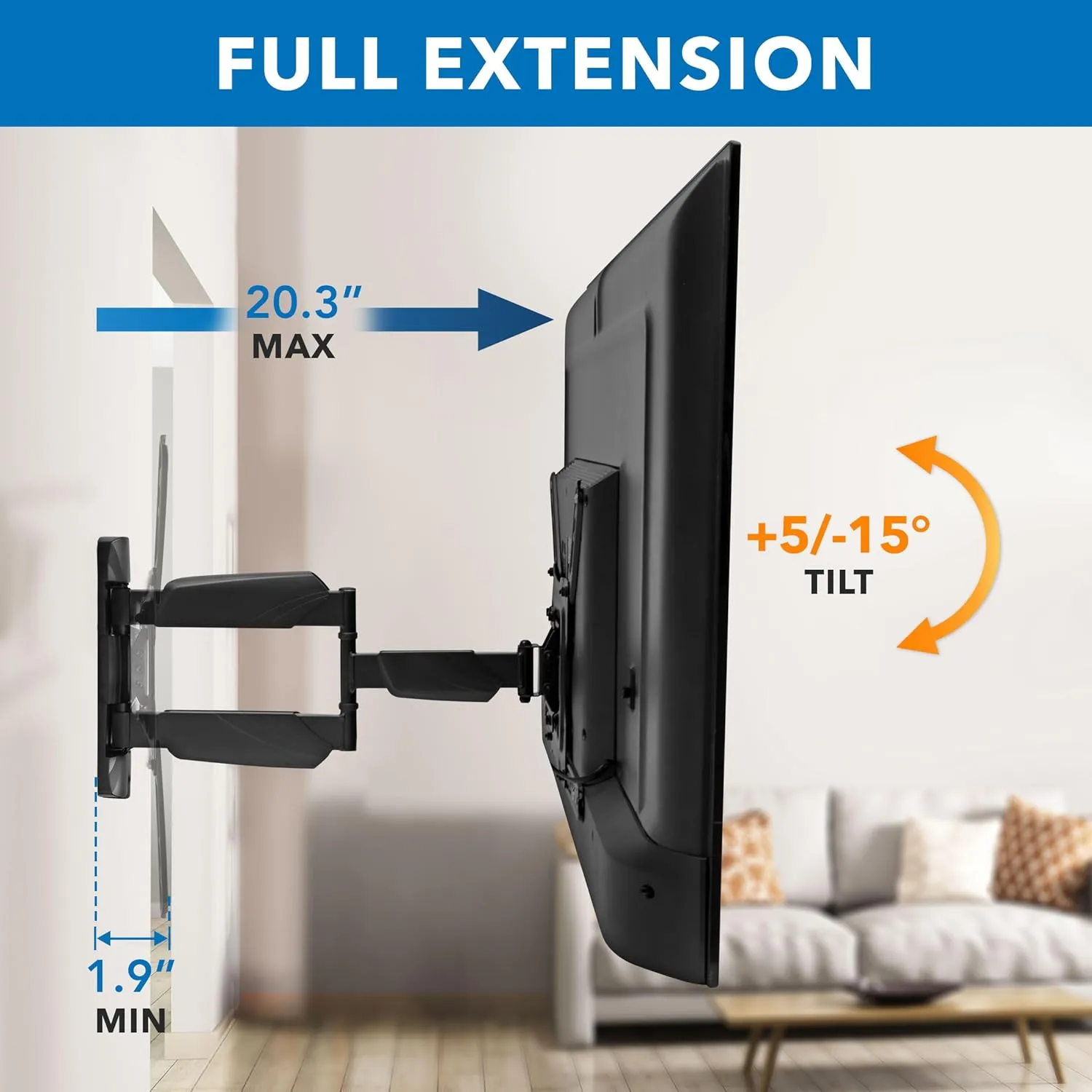 Mount-It! UL Certified Full Motion TV Wall Mount for Most 32-55 Inch Flat Screen TVs