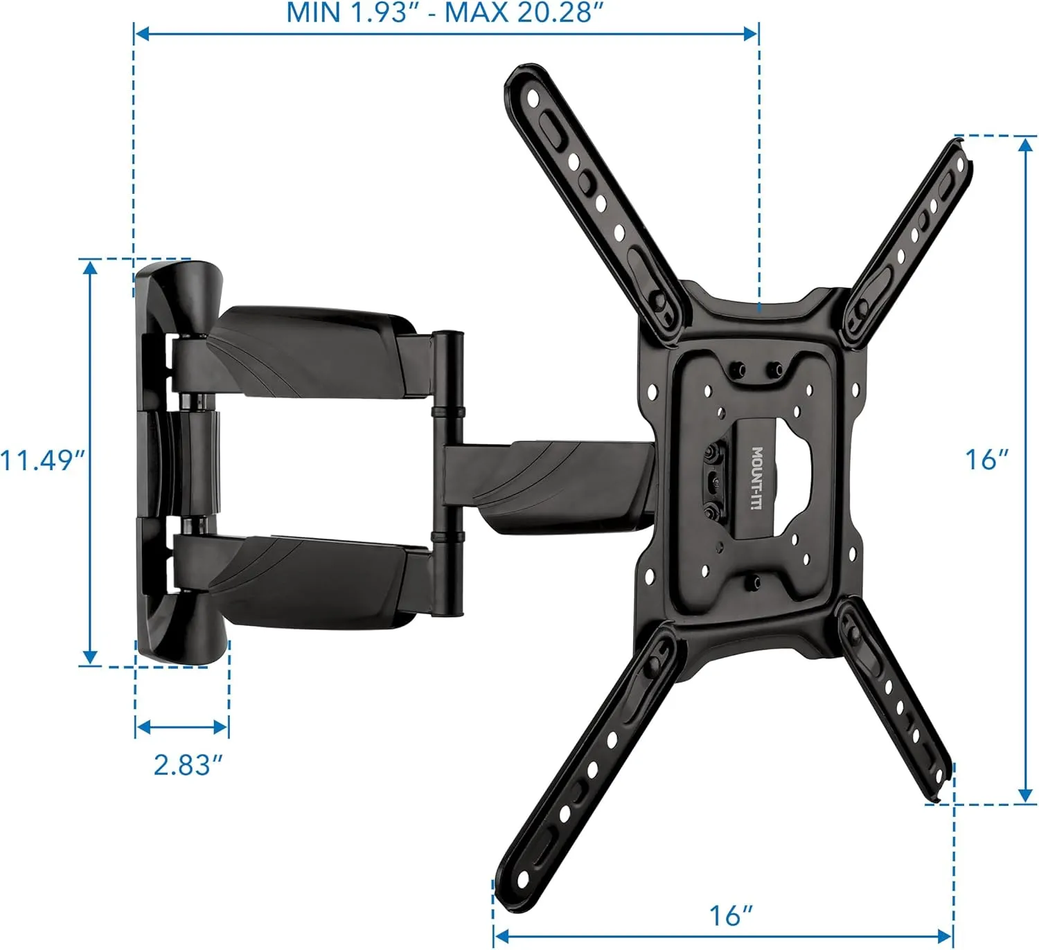 Mount-It! UL Certified Full Motion TV Wall Mount for Most 32-55 Inch Flat Screen TVs