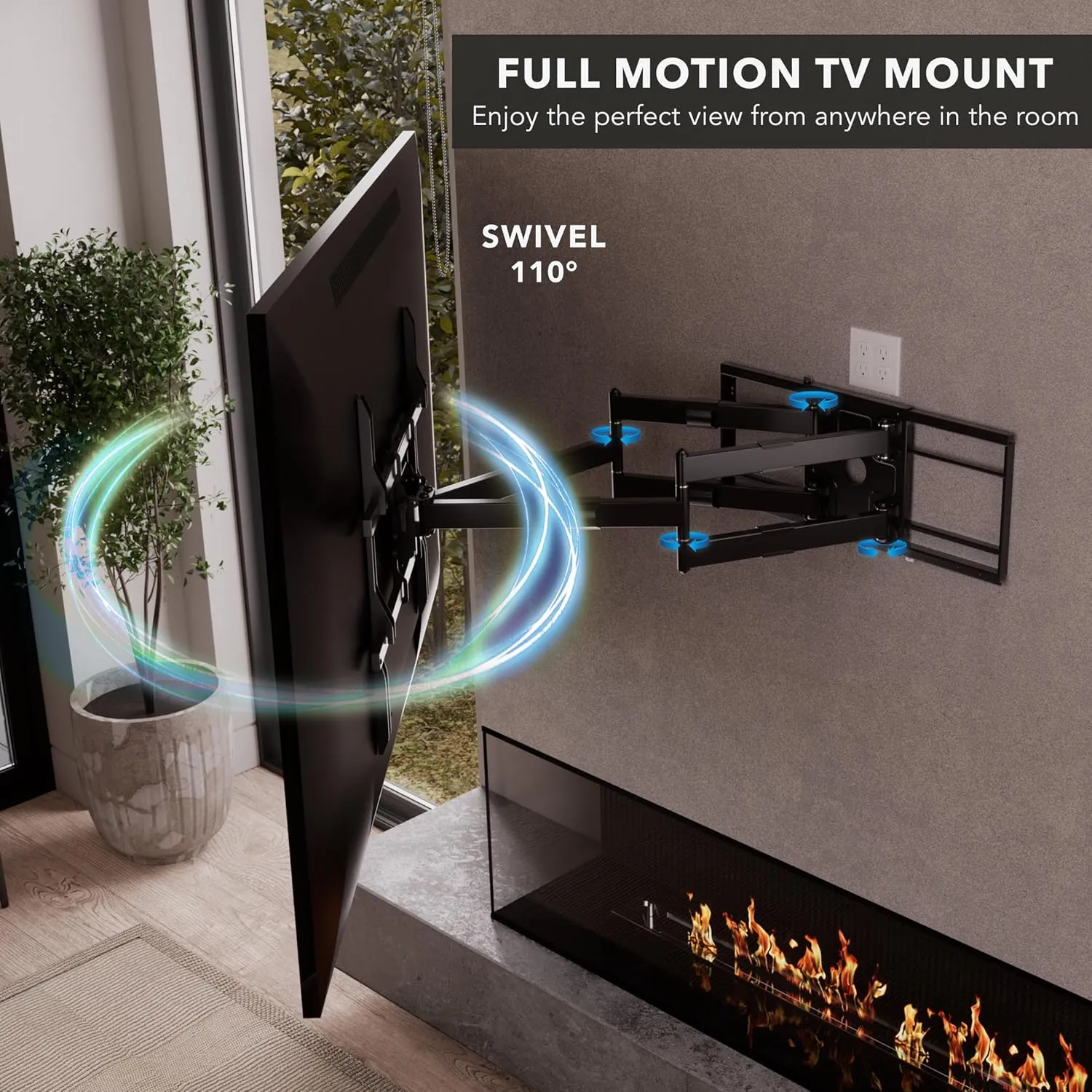 Mount-It! Full Motion TV Wall Mount with 39 Inch Long Extension Arms - 275 Lbs Capacity Heavy Duty Dual Arm TV Mount | Large