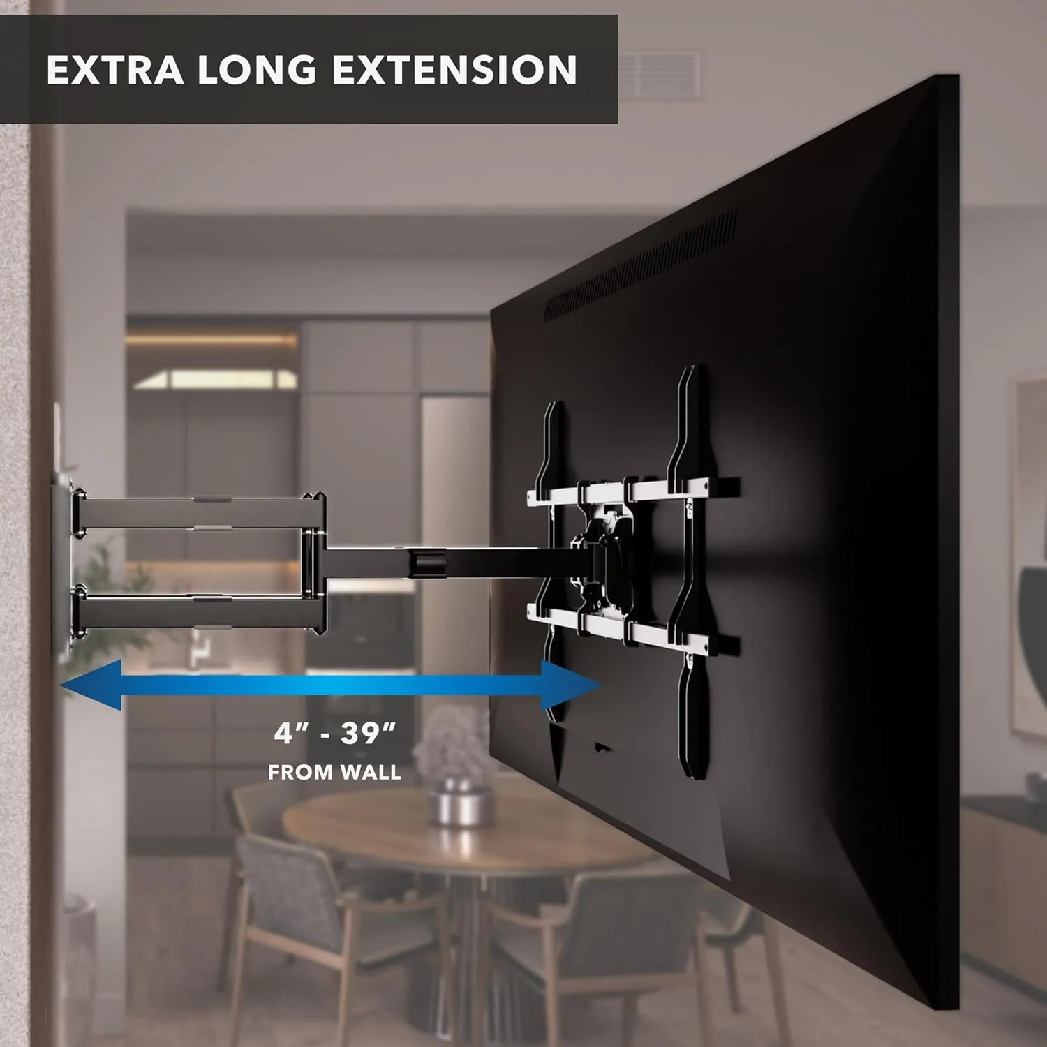 Mount-It! Full Motion TV Wall Mount with 39 Inch Long Extension Arms - 275 Lbs Capacity Heavy Duty Dual Arm TV Mount | Large