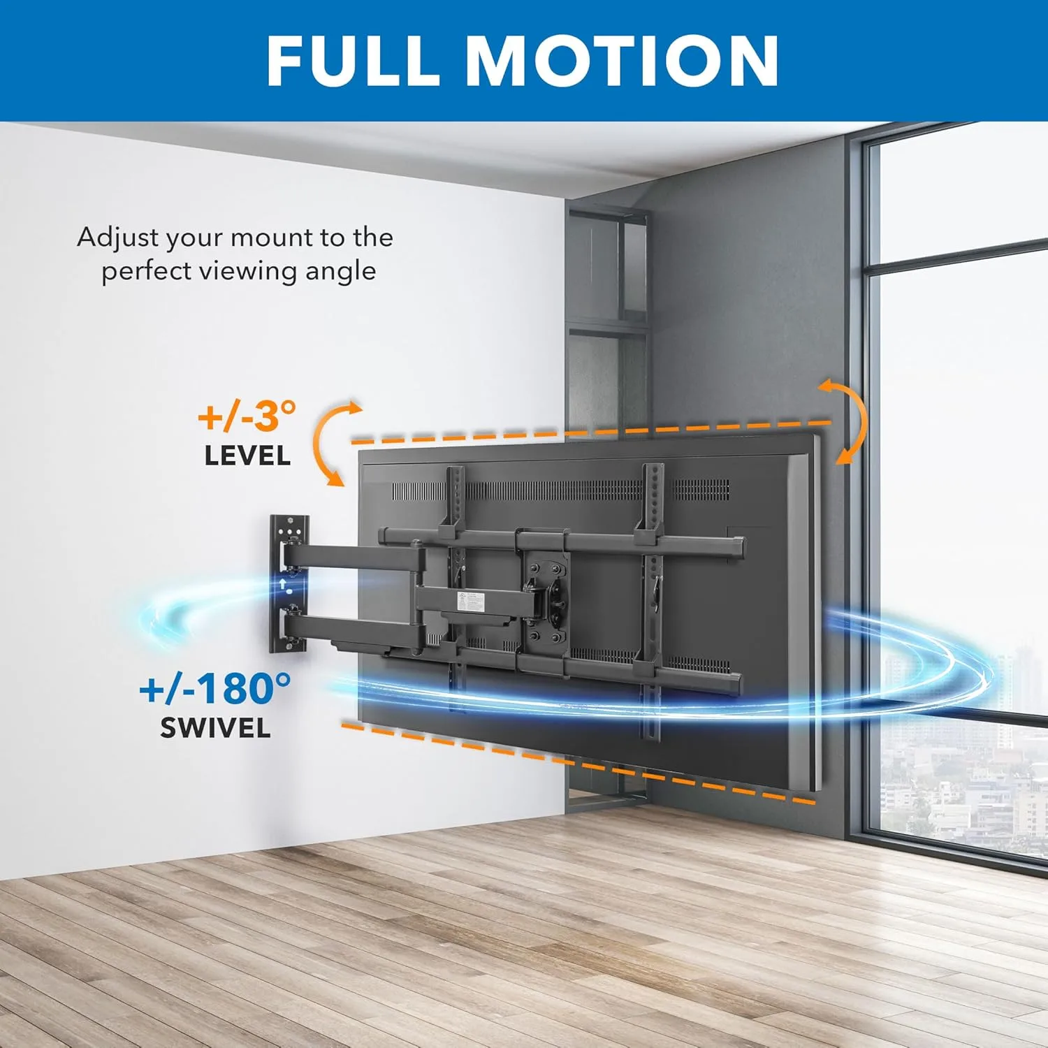 Mount-It! UL Certified Heavy Duty Full Motion TV Wall Mount for Most 37-80 Inch Flat Screen TVs