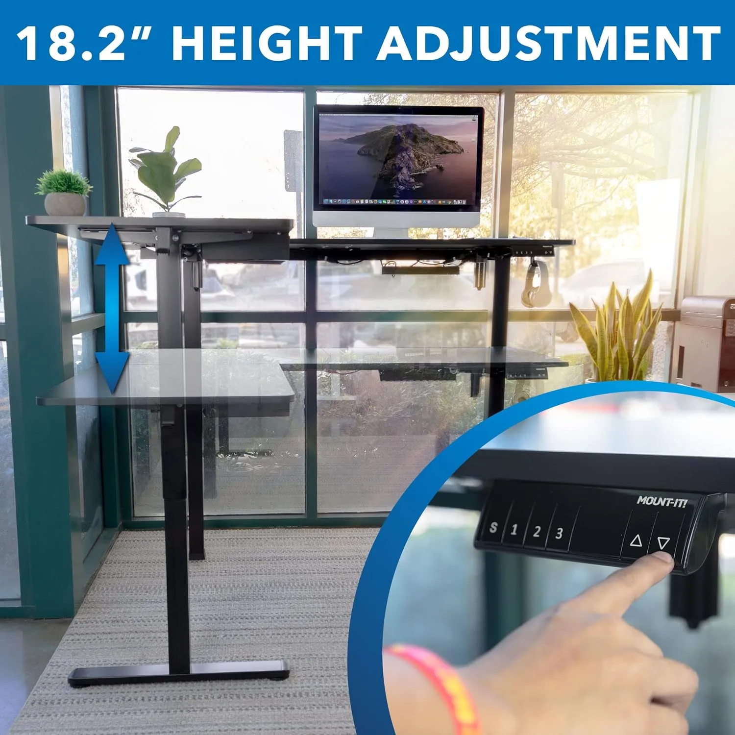 Mount-It! L Shaped Electric Standing Desk - Large Adjustable Corner Sit-Stand Desk