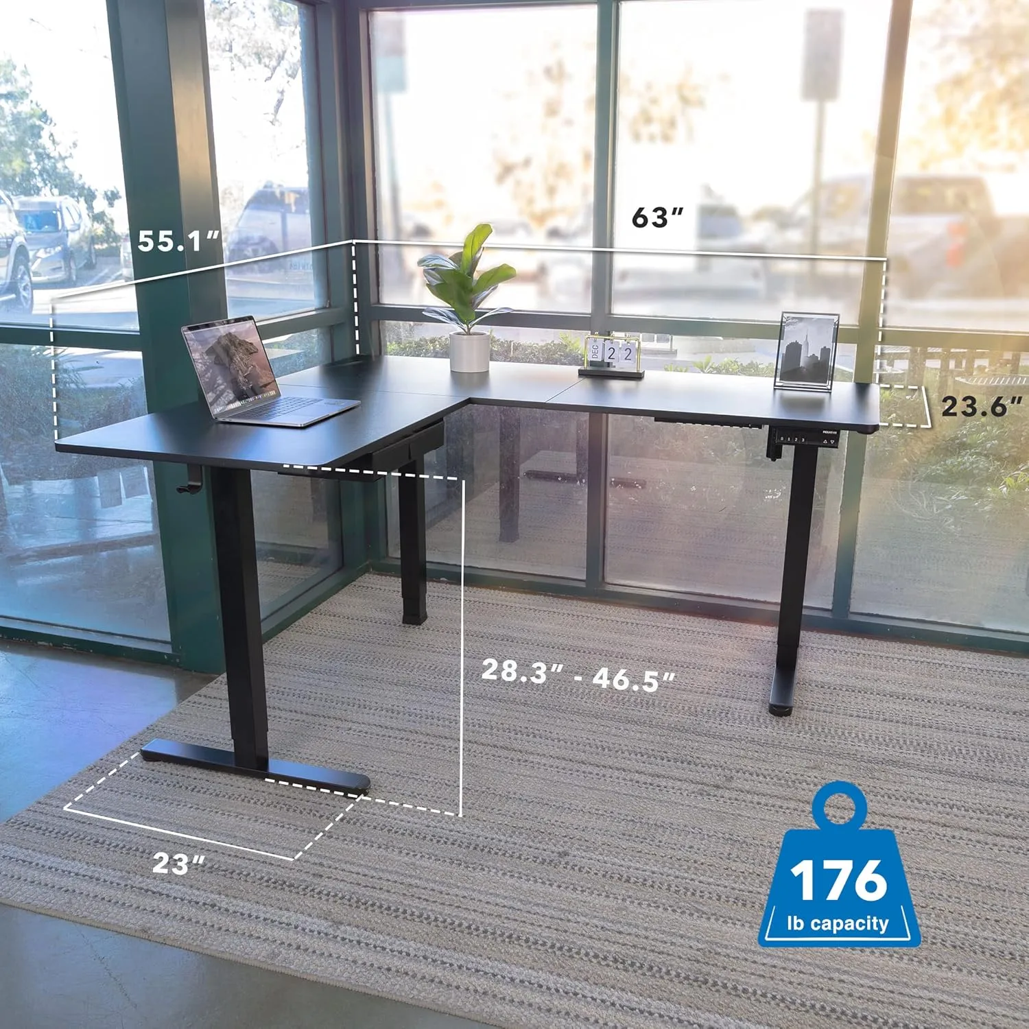 Mount-It! L Shaped Electric Standing Desk - Large Adjustable Corner Sit-Stand Desk