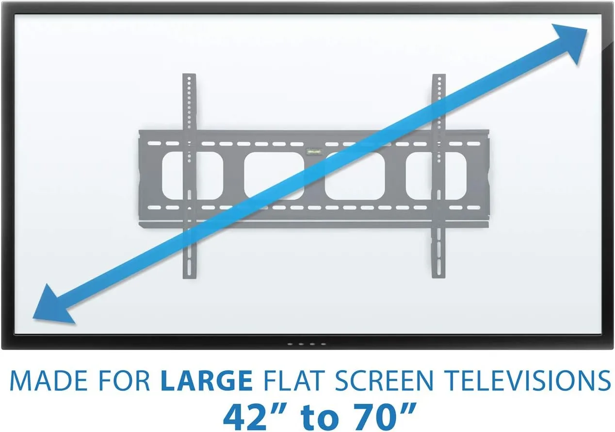 Mount-It! Low-Profile TV Mount | Flush Large TV Wall Mount | Slim Fixed Wall Mounting Bracket for 42-70 in. Screen Displays