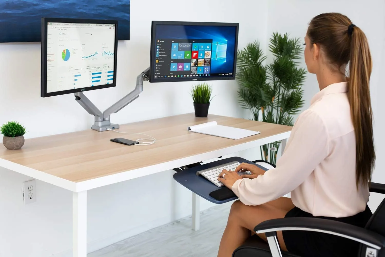 Mount-It! Under Desk Keyboard Tray, Adjustable Keyboard and Mouse Drawer Platform with Ergonomic Wrist Rest Pad