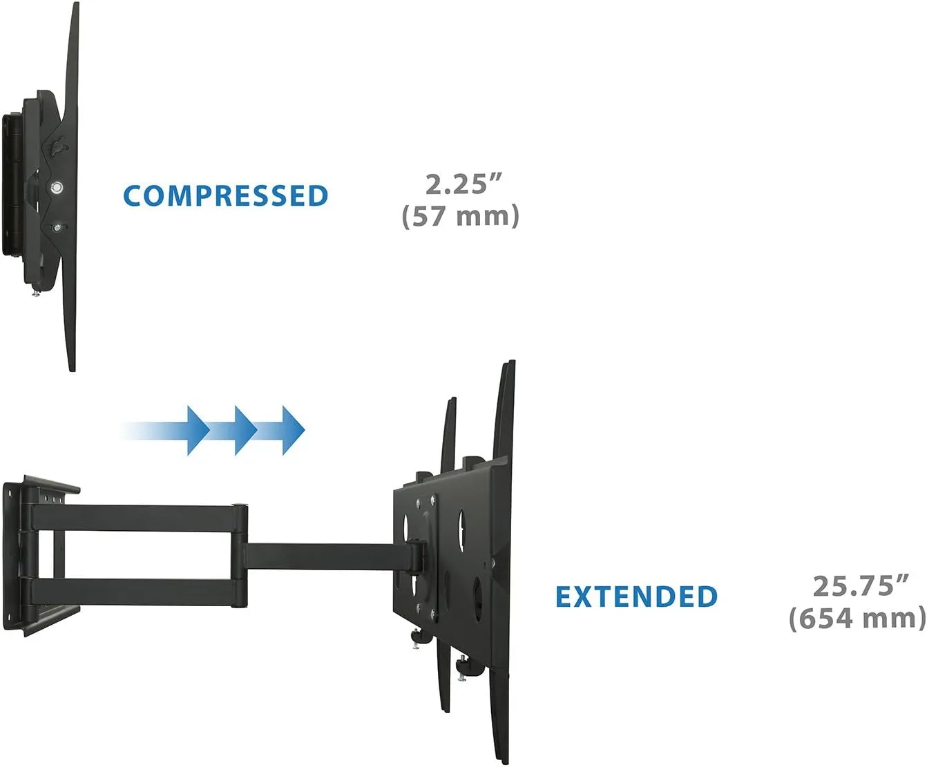 Mount-It! Long Arm TV Wall Mount with 26 Inch Extension, Swing Out Full Motion Design for Corner Installation, Fits 40 50