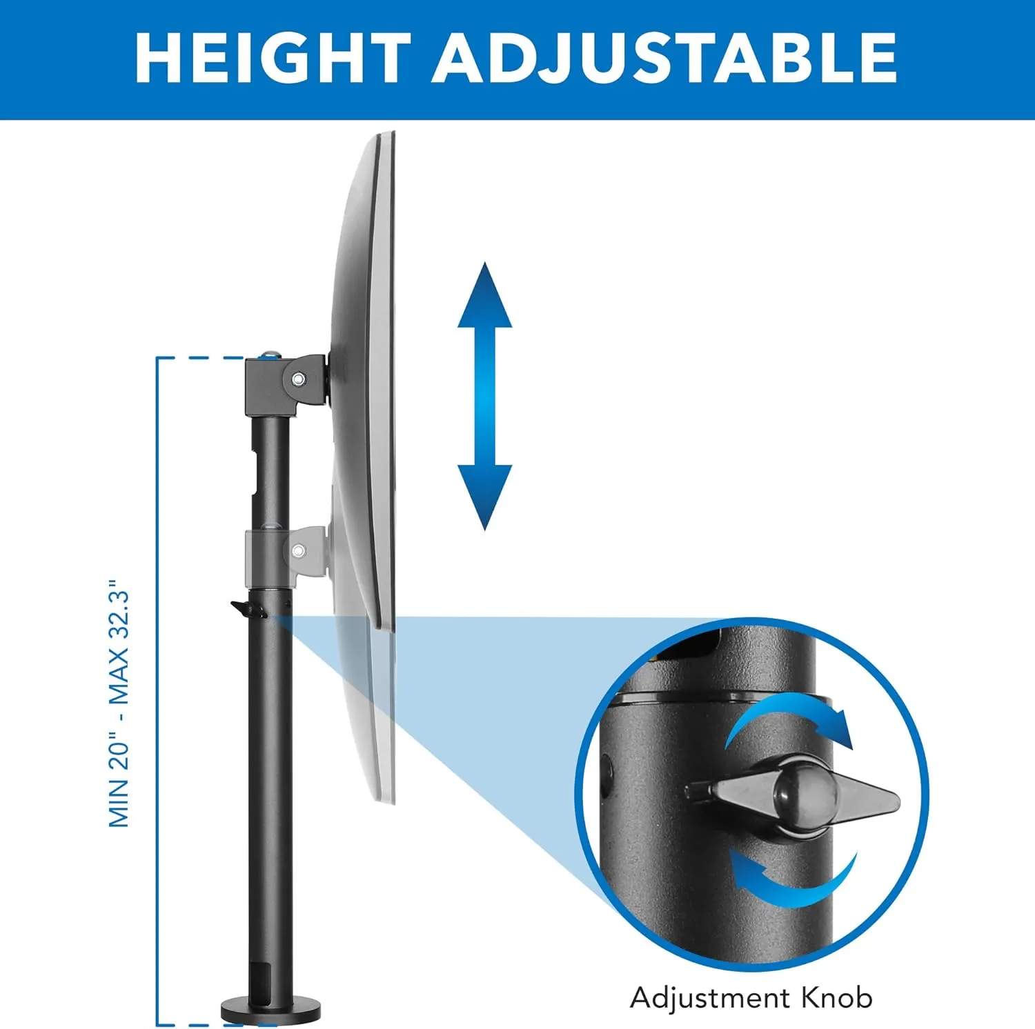 Mount-It! Point-of-Sale Register Stand for Checkout Stations and Screens with VESA Patterns | Height Adjustable Pole