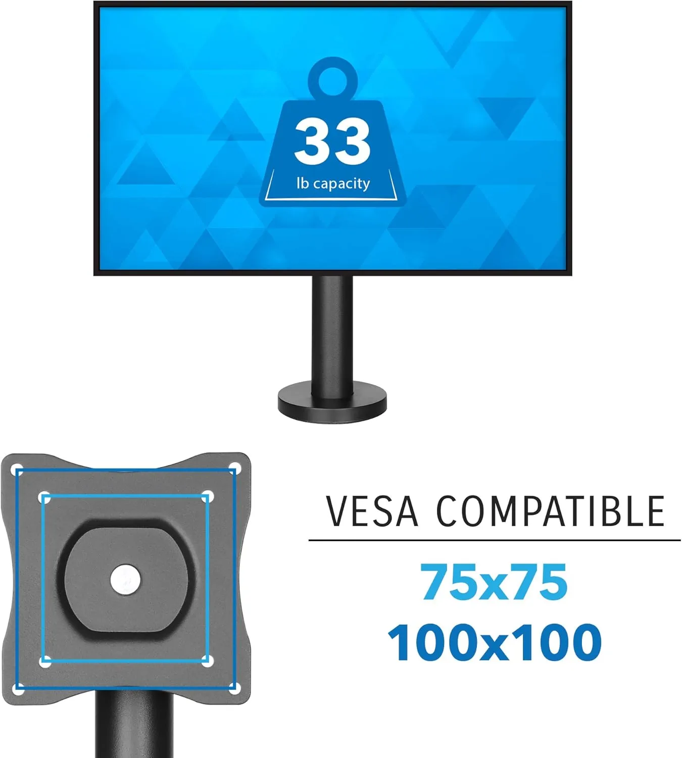 Mount-It! Point-of-Sale Register Stand for Checkout Stations and Screens with VESA Patterns | Height Adjustable Pole