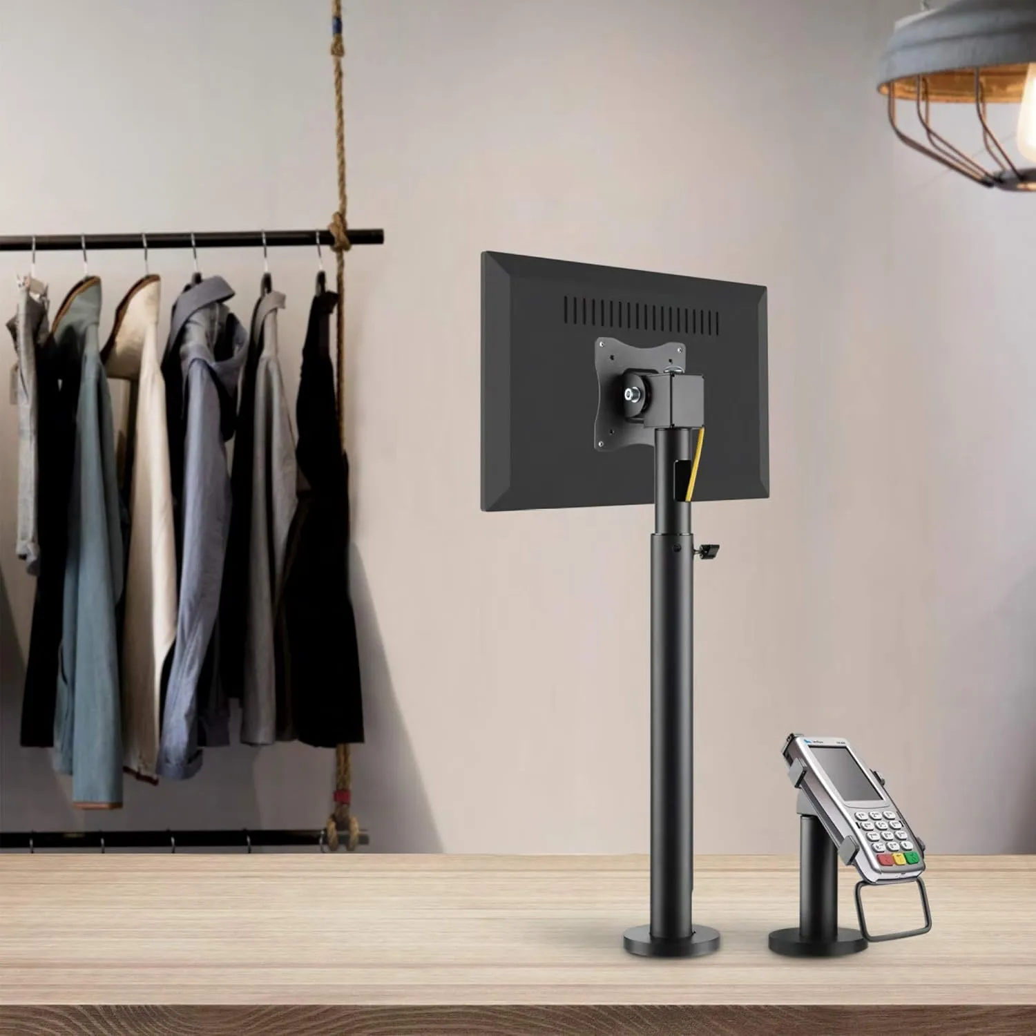 Mount-It! Point-of-Sale Register Stand for Checkout Stations and Screens with VESA Patterns | Height Adjustable Pole