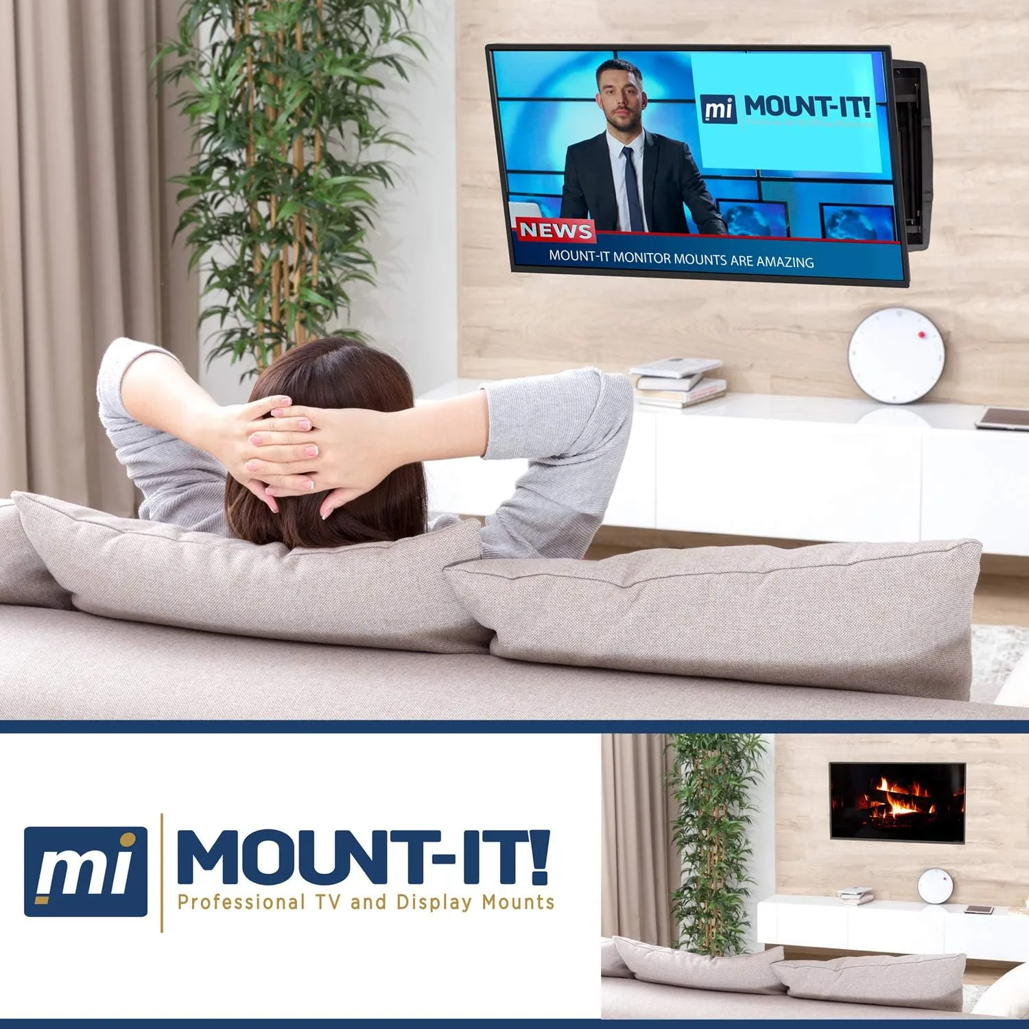 Mount-It! Recessed TV Wall Mount, Articulating Full Motion in-Wall TV Bracket for Flush Installation