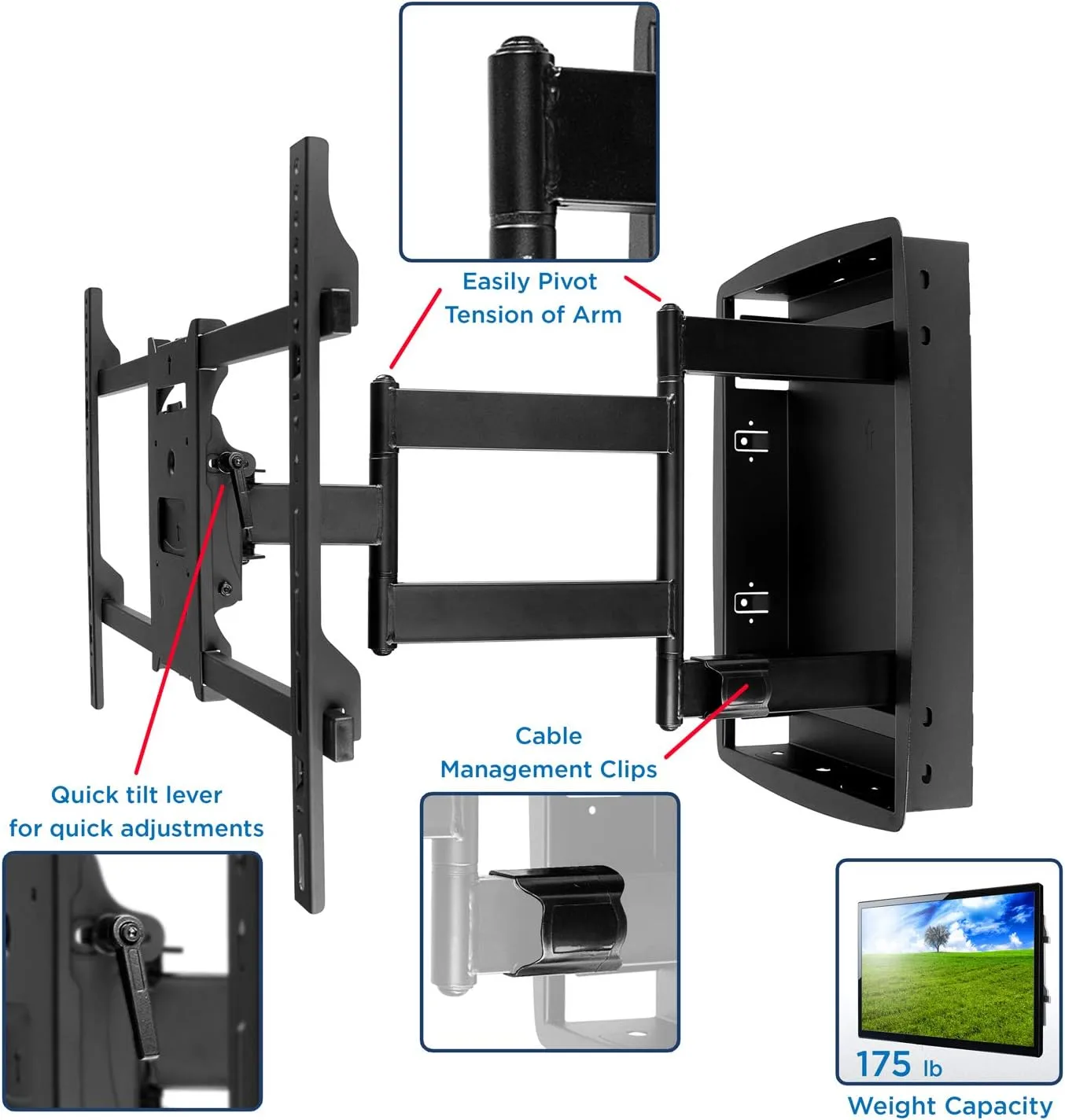 Mount-It! Recessed TV Wall Mount, Articulating Full Motion in-Wall TV Bracket for Flush Installation