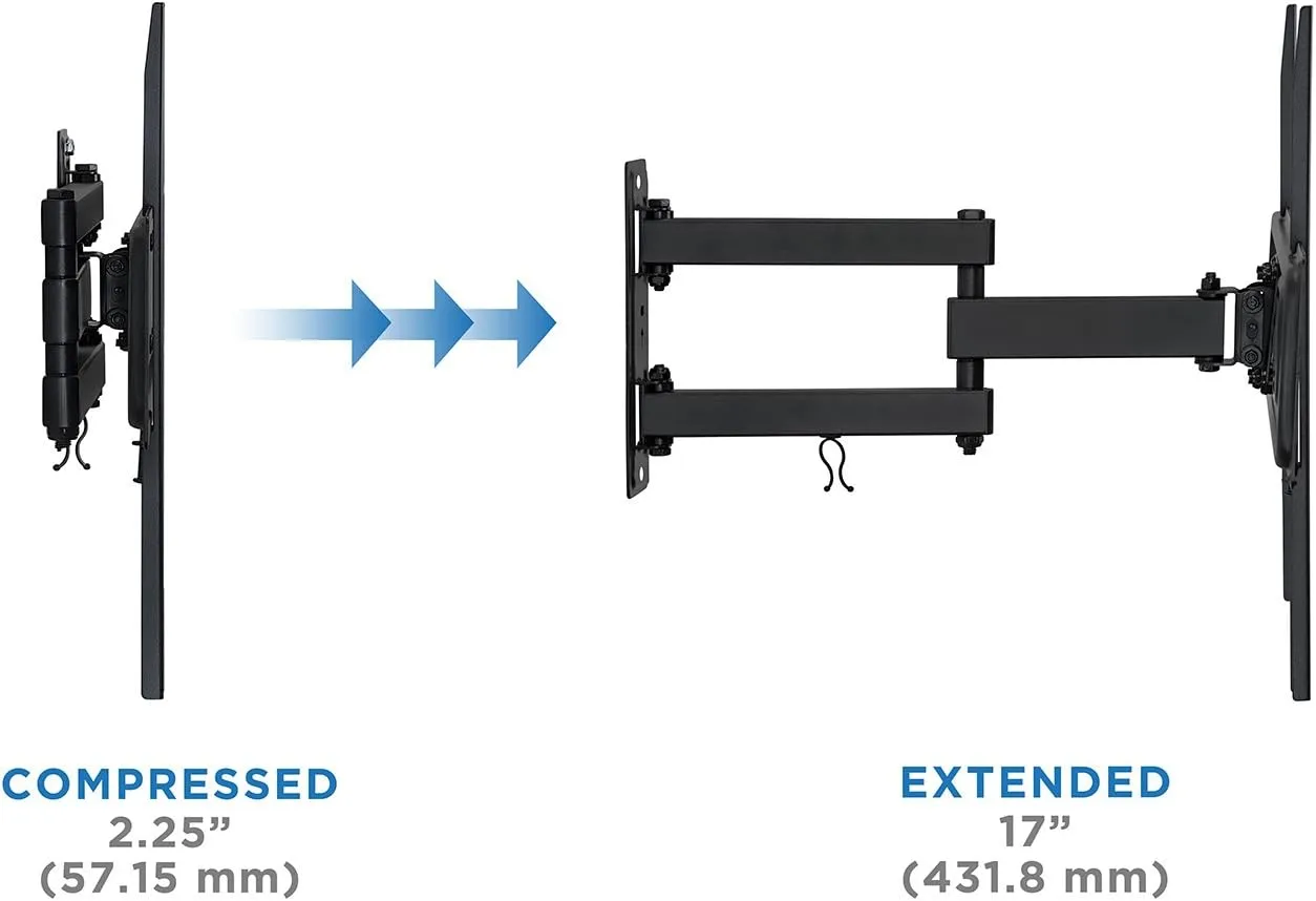 Mount-It! Full Motion TV Wall Mount | Single Stud Installation | Swivel