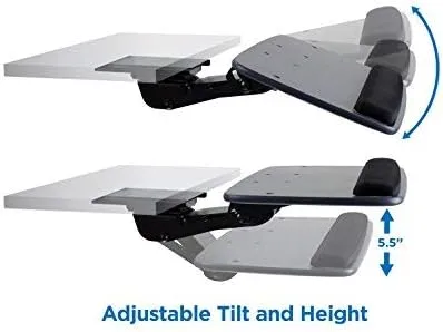 Mount-It! Under Desk Keyboard Tray, Adjustable Keyboard and Mouse Drawer Platform with Ergonomic Wrist Rest Pad