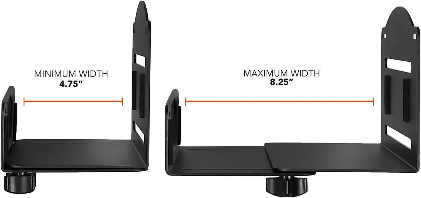 Mount-It! CPU Wall Mount Bracket, Desktop Computer Tower Holder with Safety Straps, Heavy Duty Size Adjustable CPU Holder