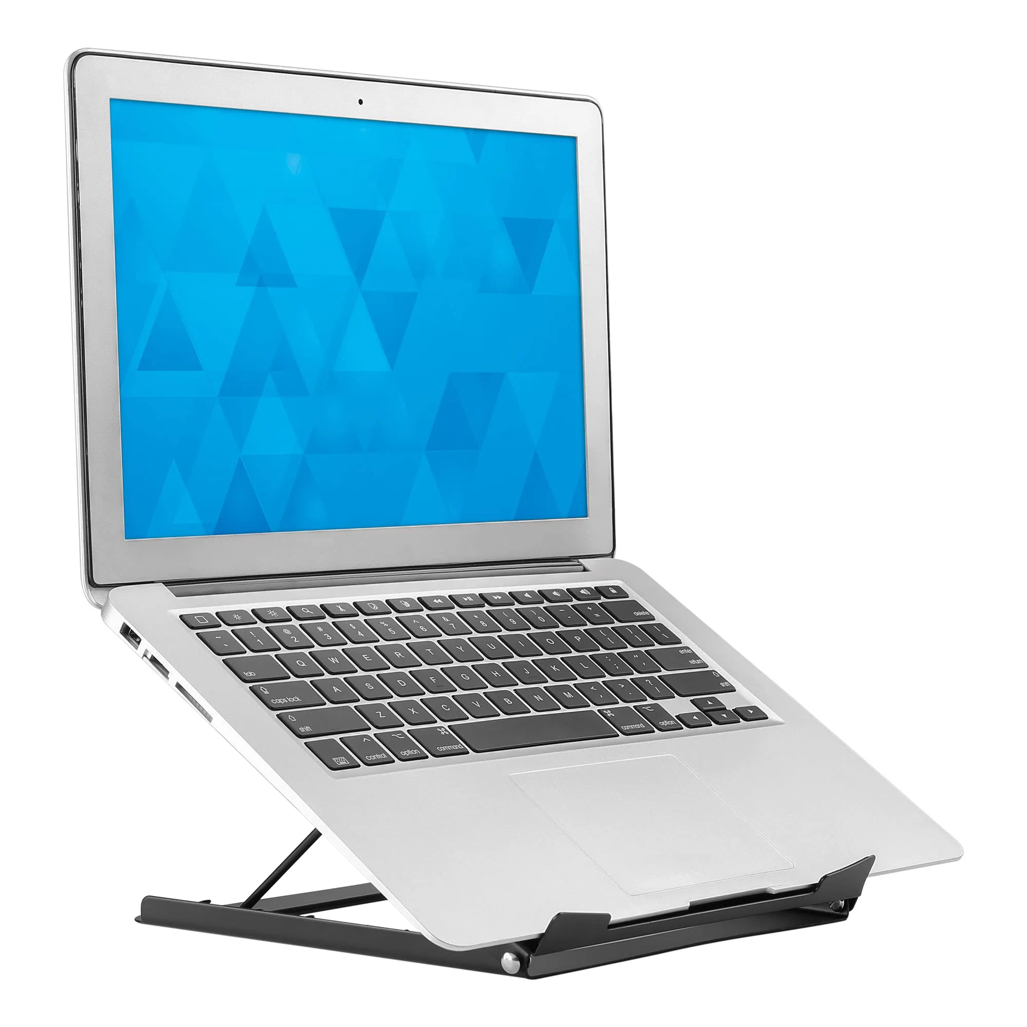Laptop Stand for Desk Adjustable Height - Black Solid Steel Laptop Riser | 5 Adjustable Heights | Properly Positions Head