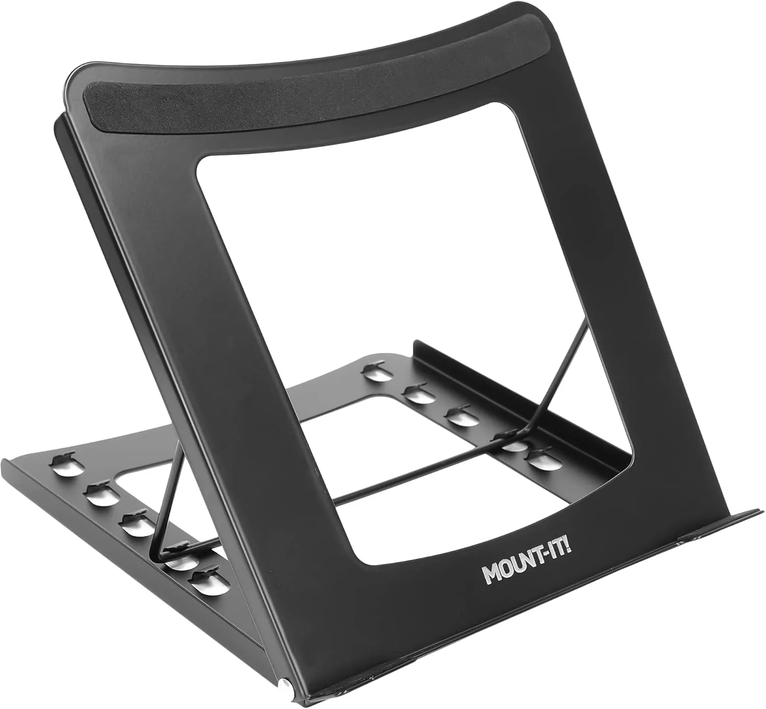 Laptop Stand for Desk Adjustable Height - Black Solid Steel Laptop Riser | 5 Adjustable Heights | Properly Positions Head