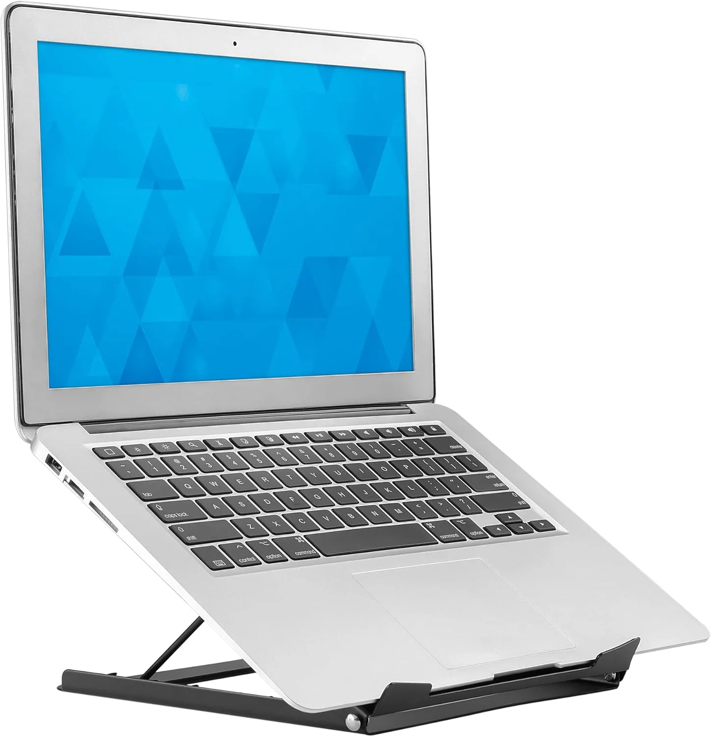 Laptop Stand for Desk Adjustable Height - Black Solid Steel Laptop Riser | 5 Adjustable Heights | Properly Positions Head