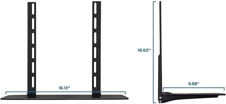 Mount-It! MI-8401 Wall Mount A/V Component Shelf, 16-5/8inH x 18inW x 9-13/16inD, Black