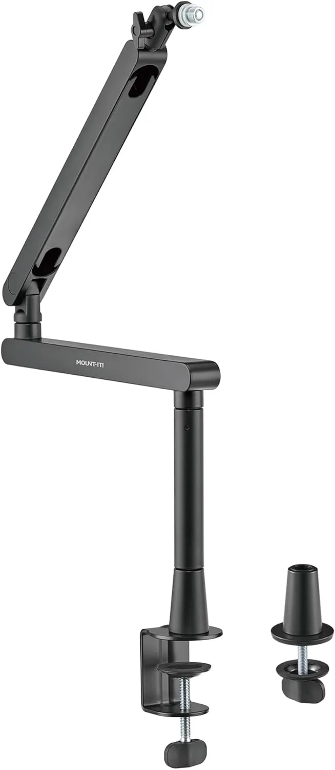 Mount-It! Mic Arm, Microphone Boom Arm, Adjustable Full Motion Mic Desk Mount, for Streaming, Gaming - to 27.8", Black