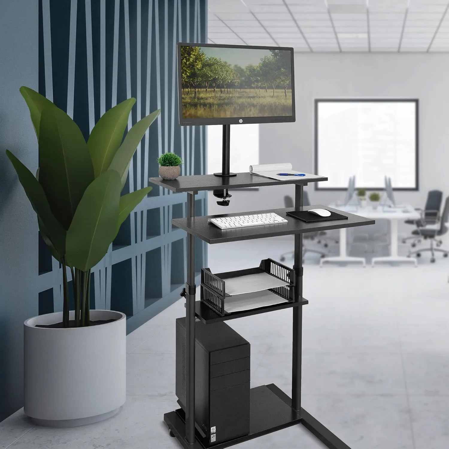 Mount-It! Mobile Computer Cart with Monitor Mount for Screen up to 32", Portable Desk on Wheels
