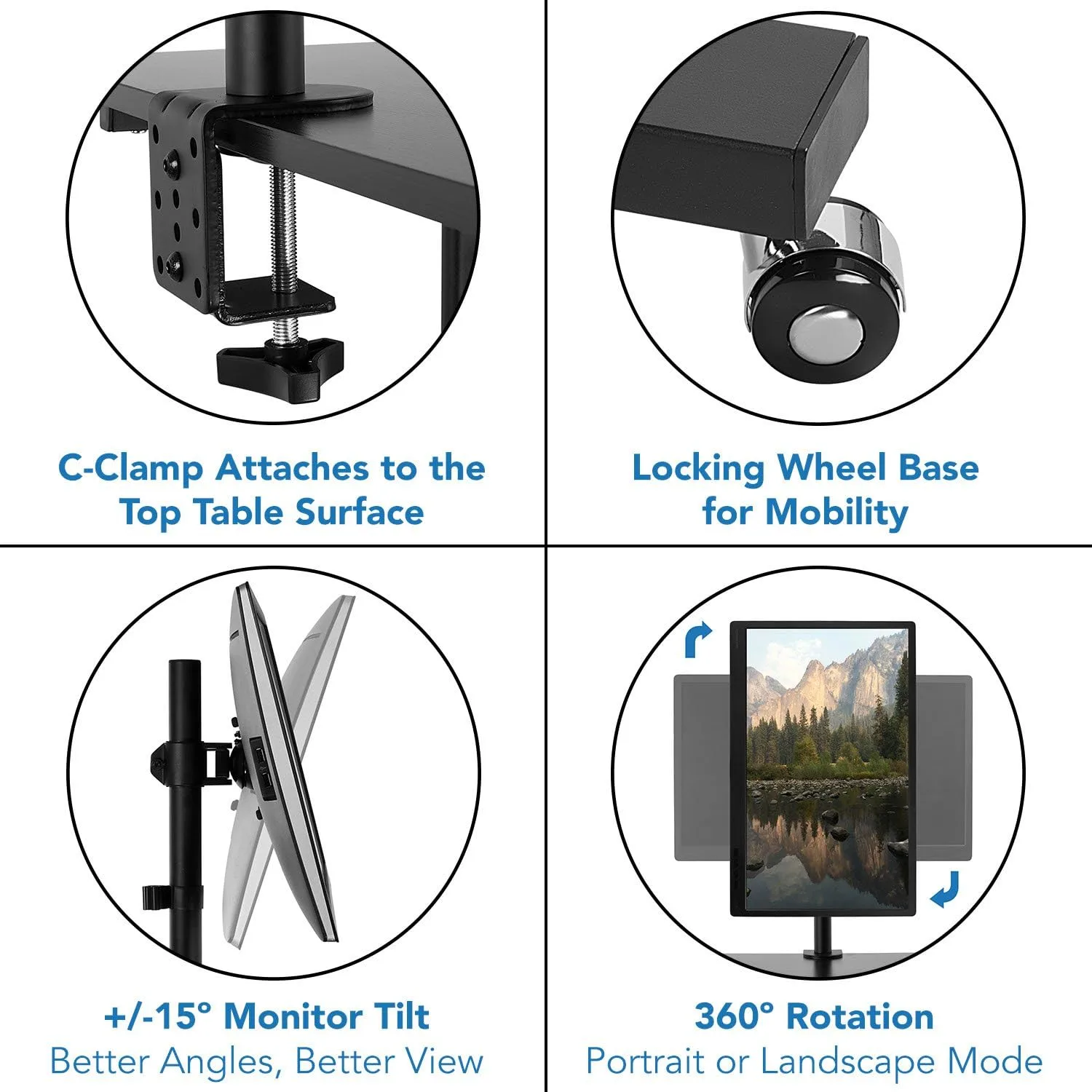 Mount-It! Mobile Computer Cart with Monitor Mount for Screen up to 32", Portable Desk on Wheels
