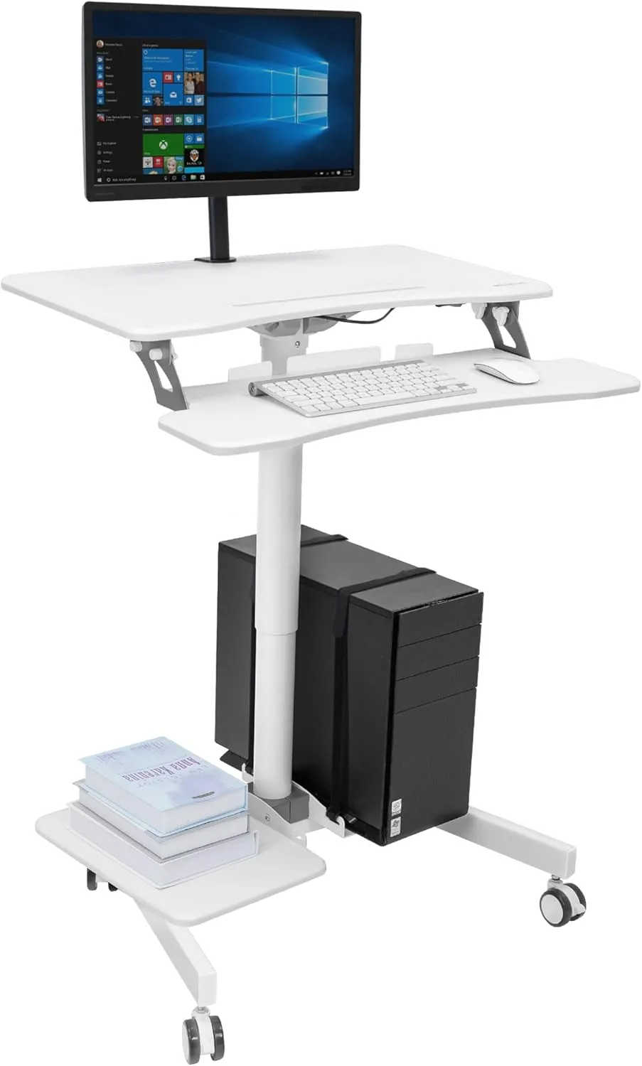 Mount-It! Mobile Workstation for Medical, Classroom, or Office Use, Height Adjustable Rolling Desk with Keyboard Tray