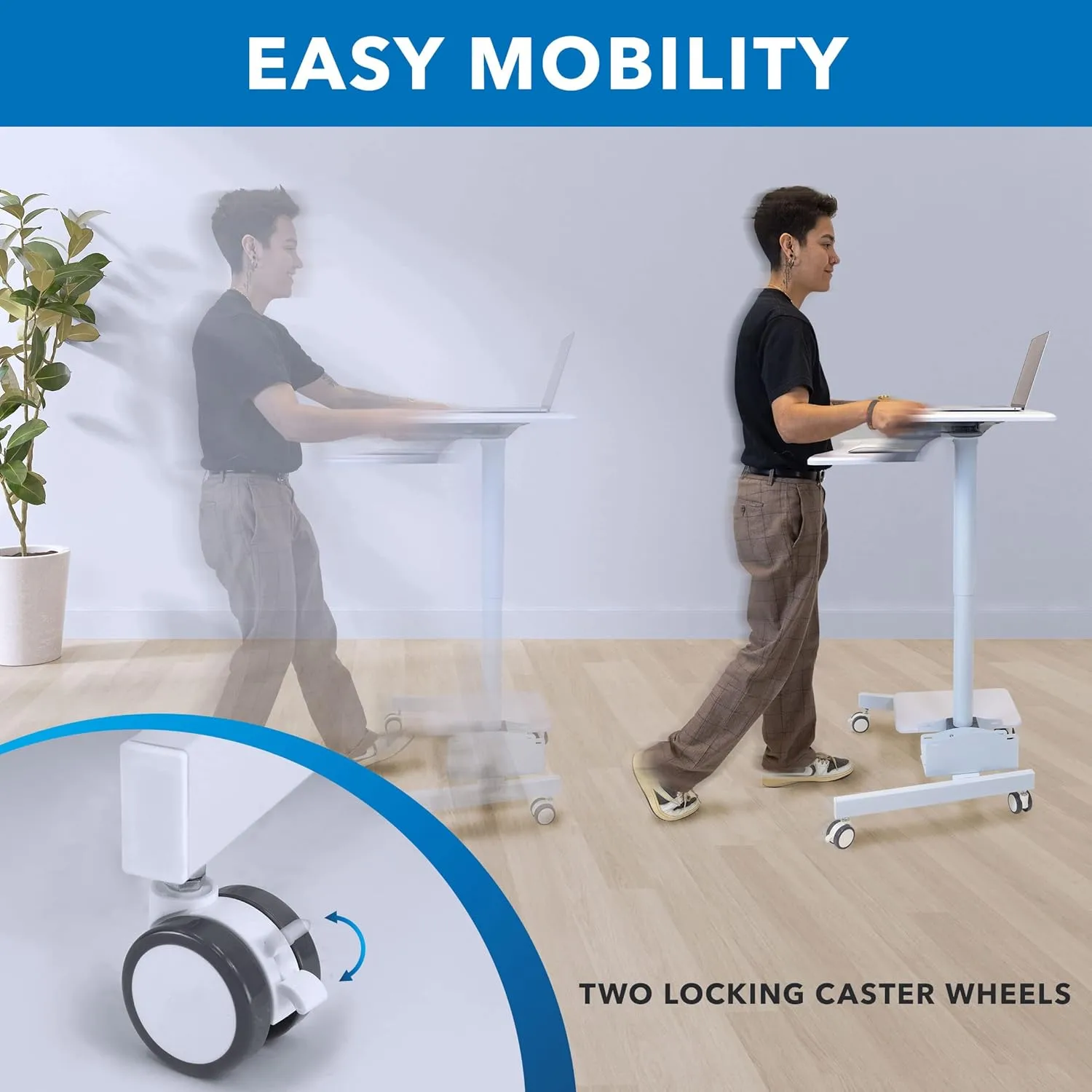 Mount-It! Mobile Workstation for Medical, Classroom, or Office Use, Height Adjustable Rolling Desk with Keyboard Tray