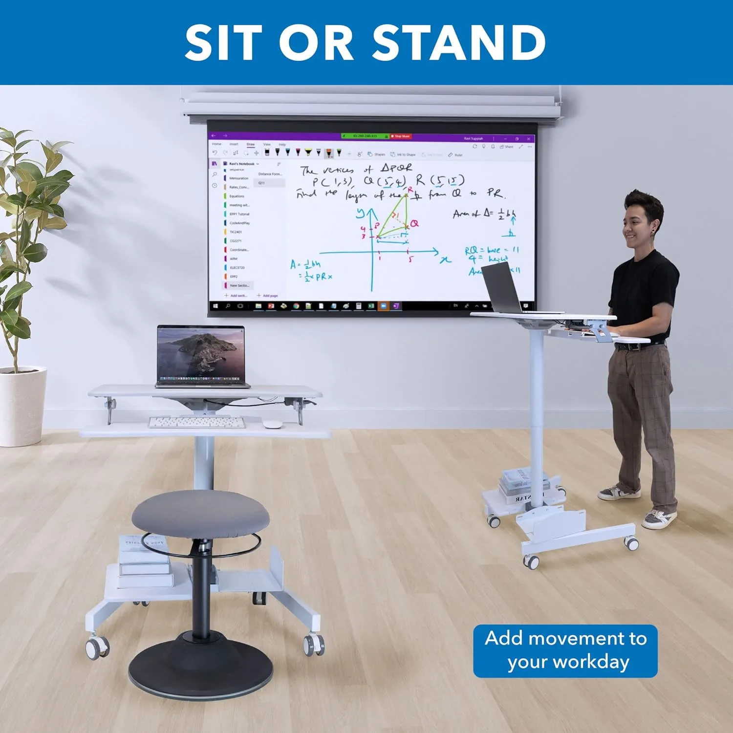 Mount-It! Mobile Workstation for Medical, Classroom, or Office Use, Height Adjustable Rolling Desk with Keyboard Tray