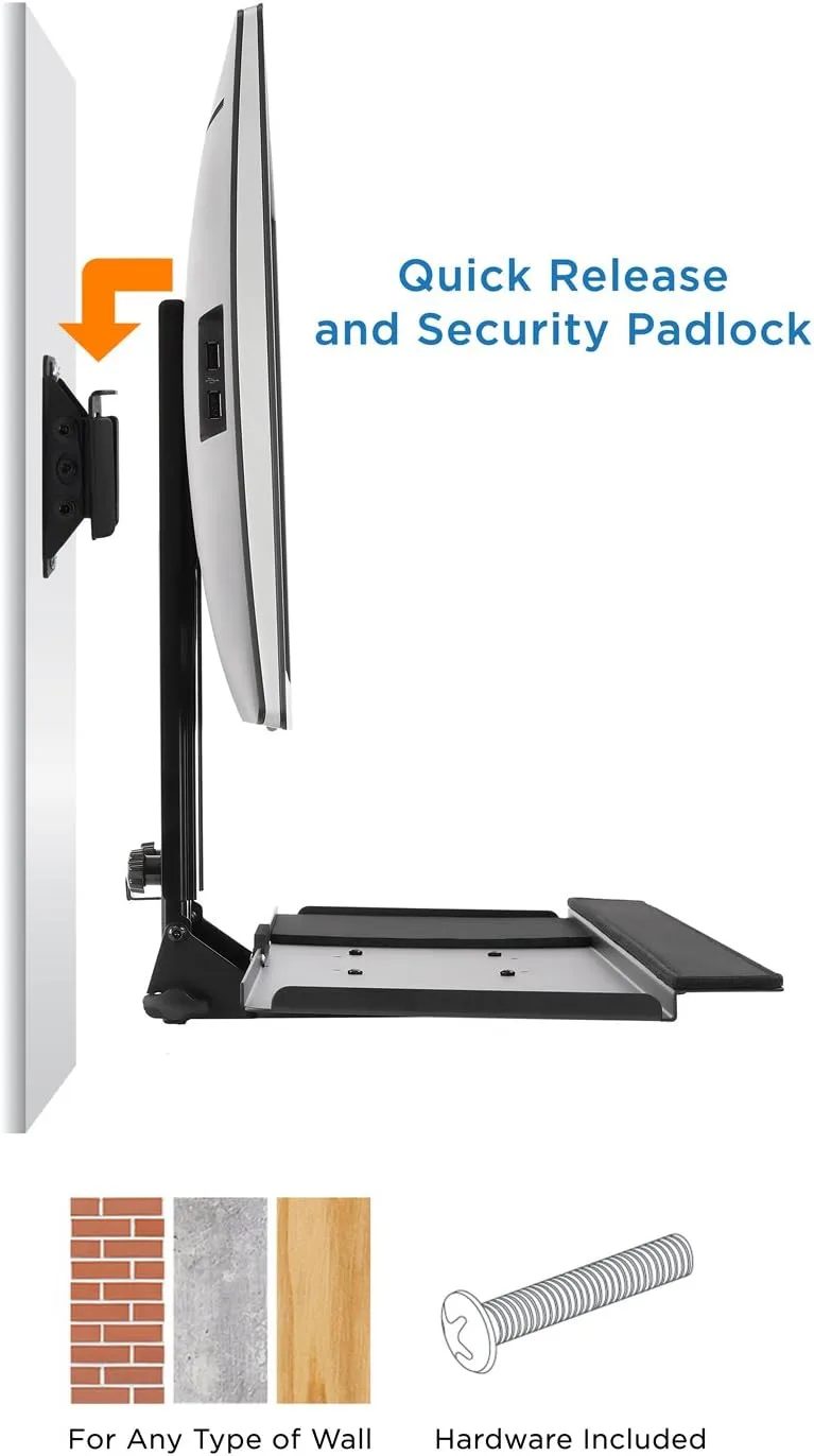Mount-It! Monitor and Keyboard Wall Mount with CPU Holder, 25" Wide VESA Keyboard Tray (MI-7919)