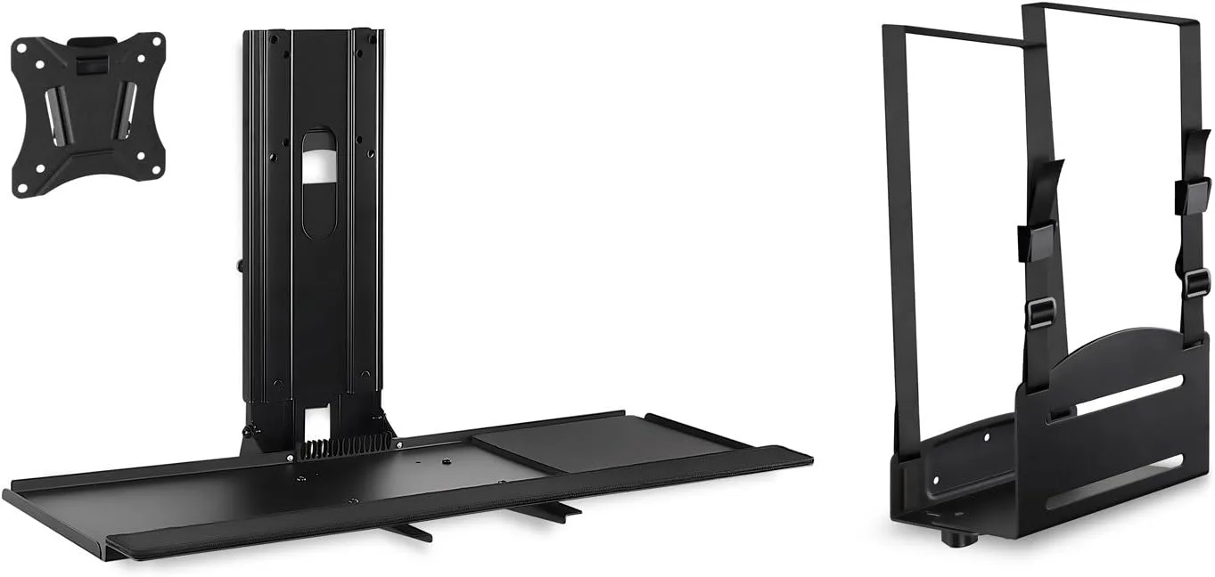Mount-It! Monitor and Keyboard Wall Mount with CPU Holder, 25" Wide VESA Keyboard Tray (MI-7919)