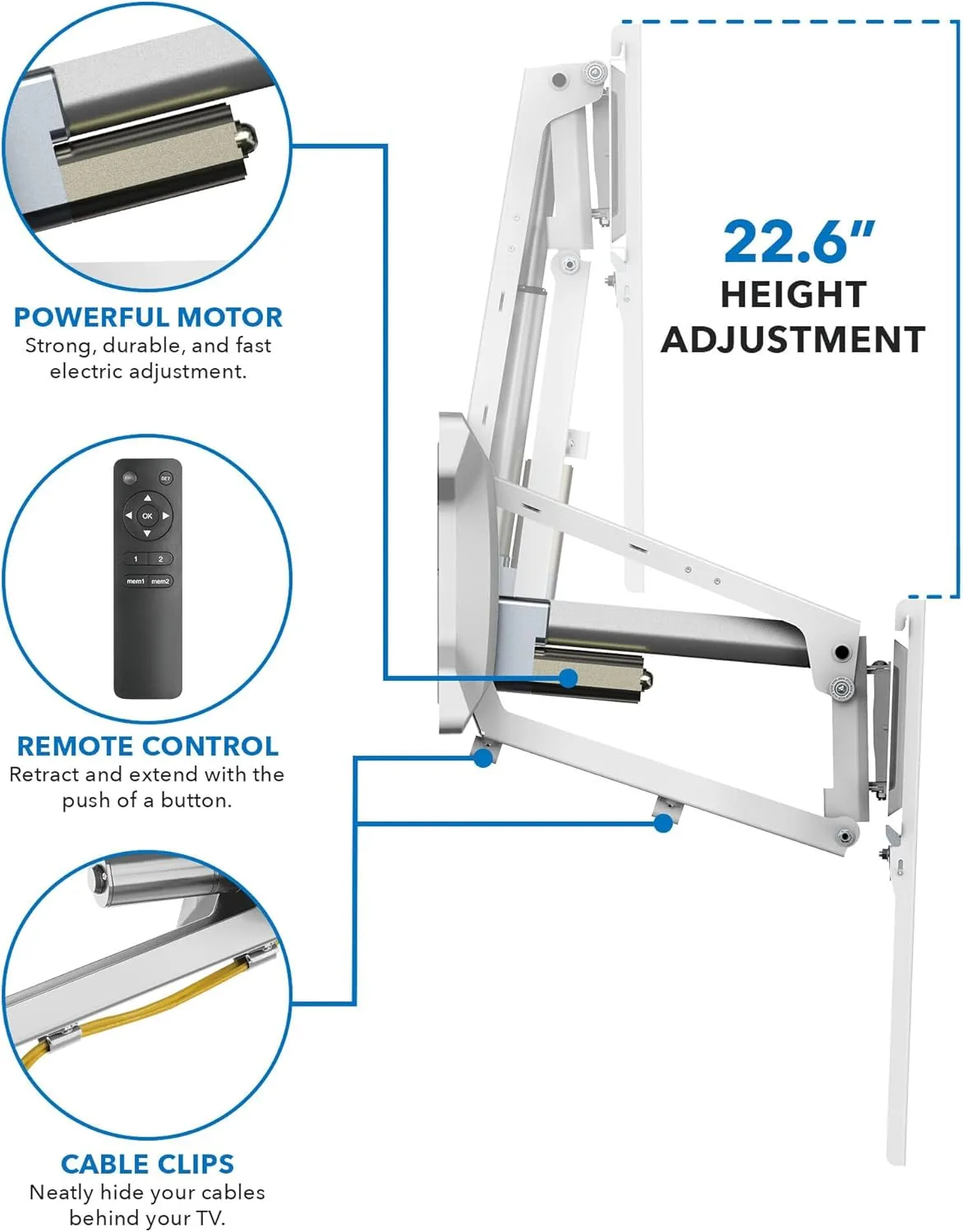 MOUNT-IT! Motorized Fireplace TV Wall Mount | Remote Control Electric Pull Down Mantel Mounting Bracket