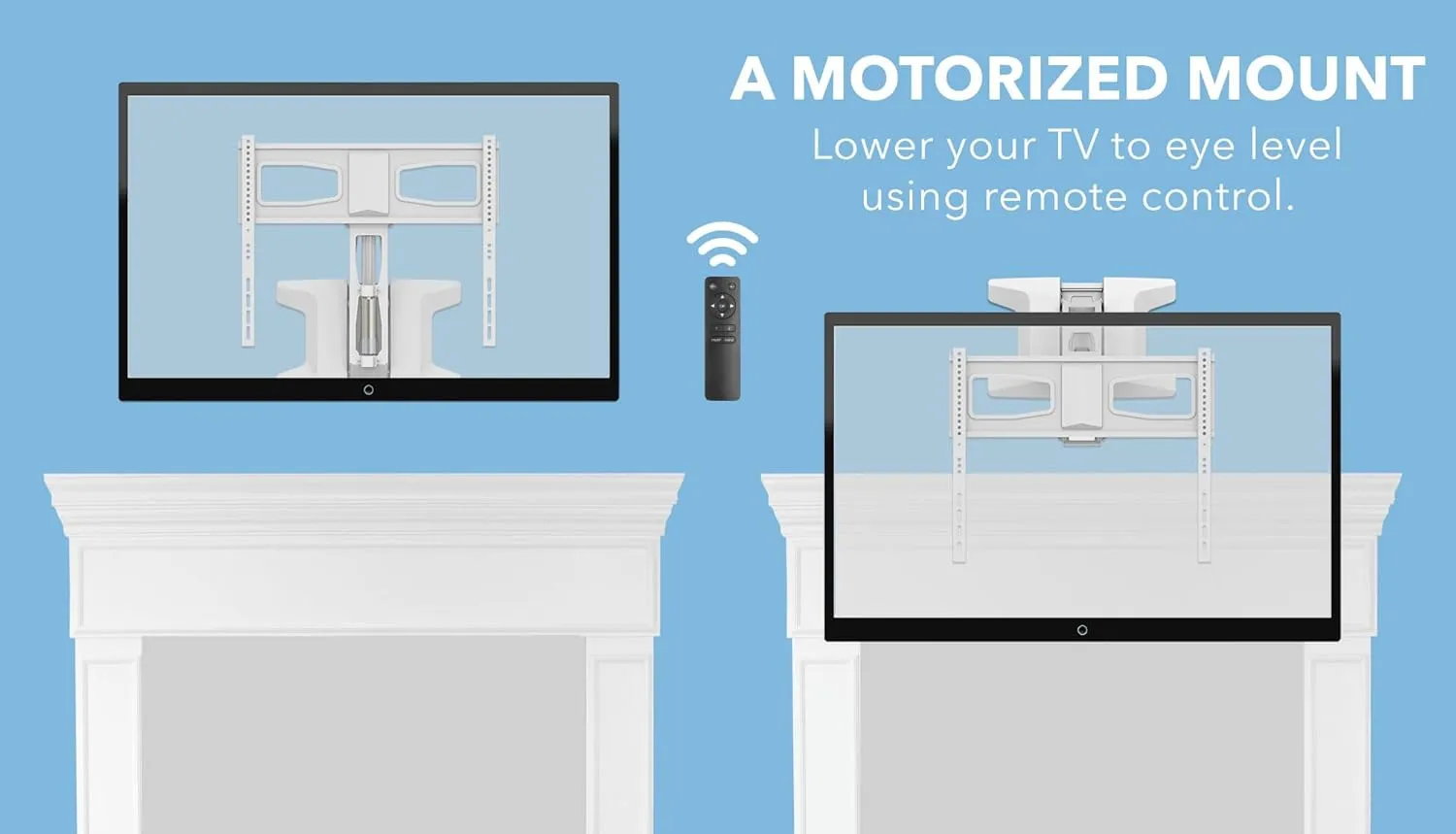 MOUNT-IT! Motorized Fireplace TV Wall Mount | Remote Control Electric Pull Down Mantel Mounting Bracket