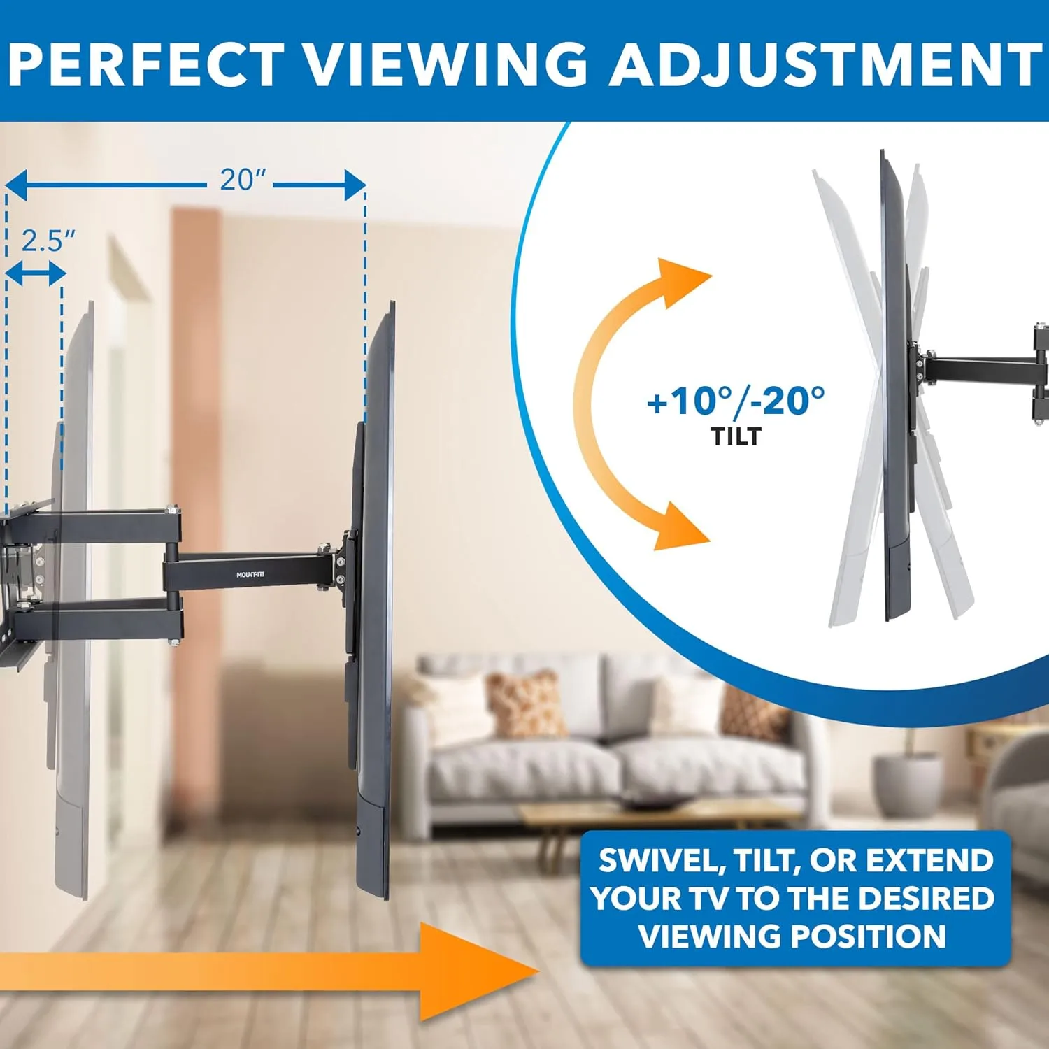 Mount-It! Outdoor TV Mount Weatherproof, Anti-Rust Anti-Corrosion Outside TV Bracket for Patio, Gazebo and Exterior