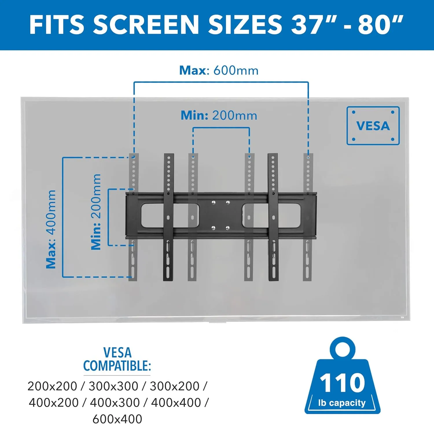 Mount-It! Outdoor TV Mount Weatherproof, Anti-Rust Anti-Corrosion Outside TV Bracket for Patio, Gazebo and Exterior