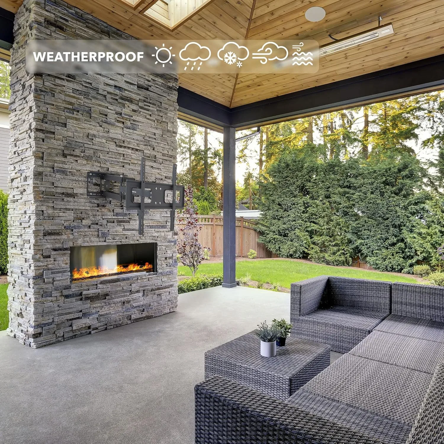 Mount-It! Outdoor TV Mount Weatherproof, Anti-Rust Anti-Corrosion Outside TV Bracket for Patio, Gazebo and Exterior