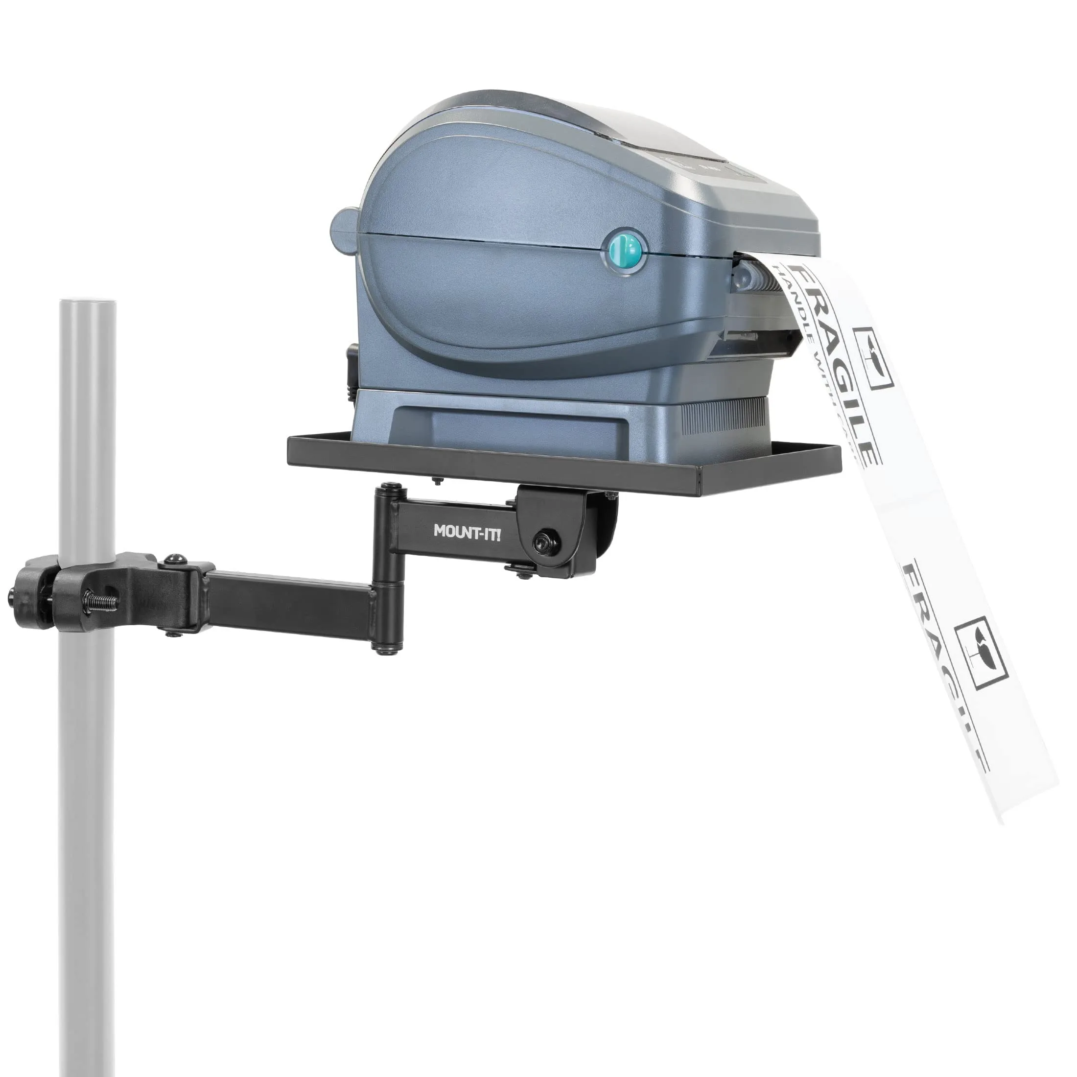 Mount-It! Printer Pole Mount for Thermal Label Printers, Full Motion Arm with Rotating Tray, Holds up to 11 lbs, Swivel