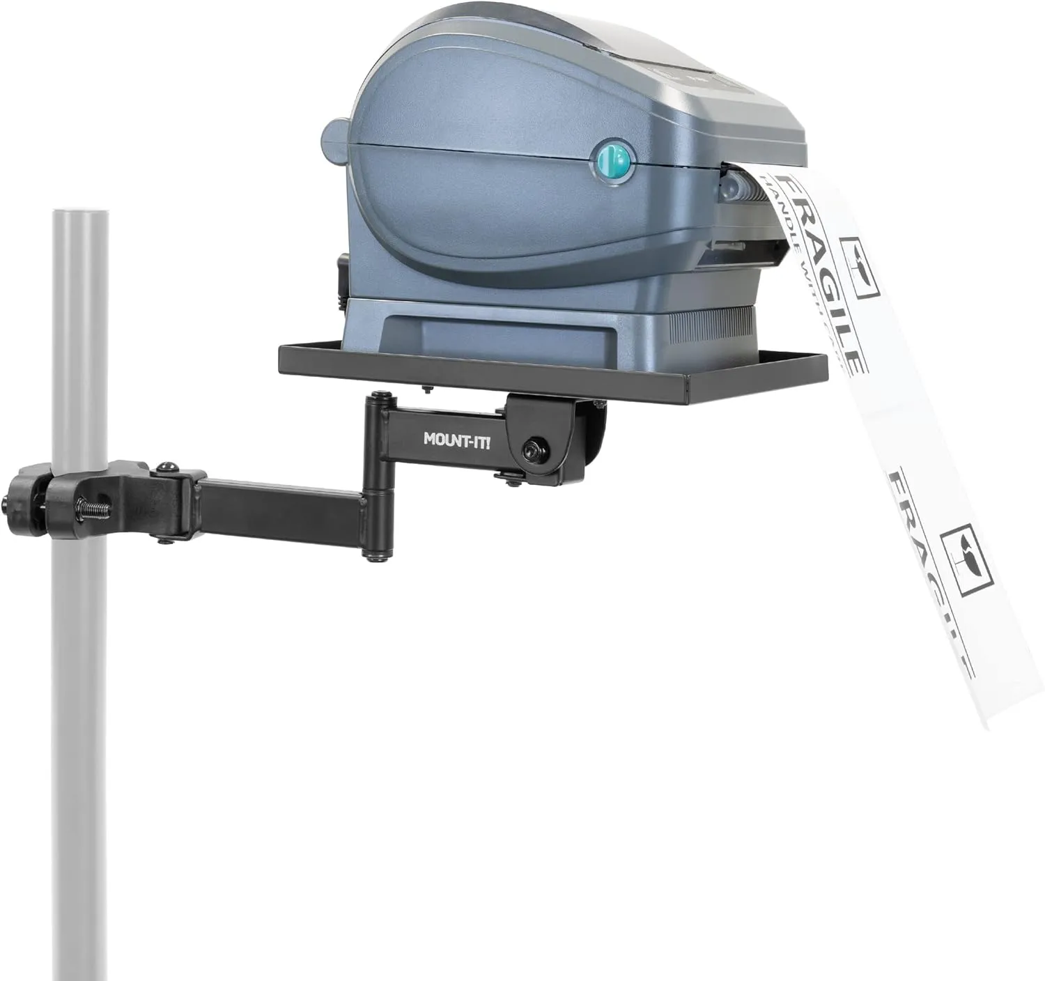 Mount-It! Printer Pole Mount for Thermal Label Printers, Full Motion Arm with Rotating Tray, Holds up to 11 lbs, Swivel