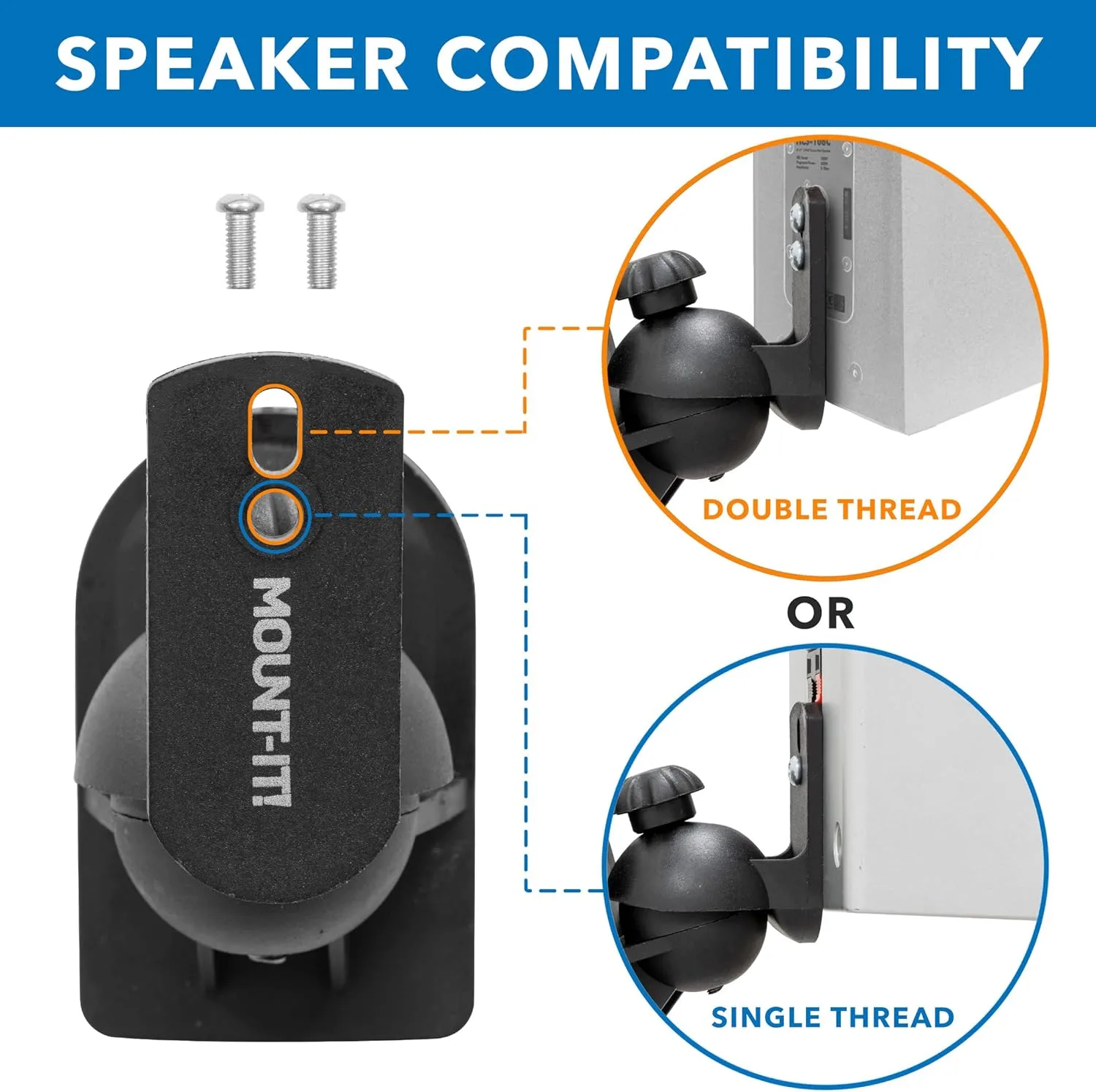 Mount-It! Speaker Wall Mount Full Motion Brackets for Surround Sound Satellite Ceiling and Bookshelf Speakers, 2 Mounts