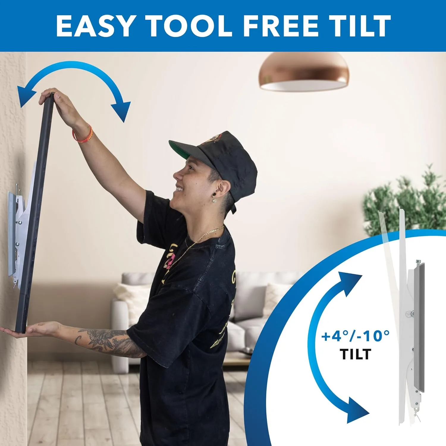 Mount-It! Tilting TV Wall Mount for 43"-90" TVs, Ultra Slim Heavy-Duty, White