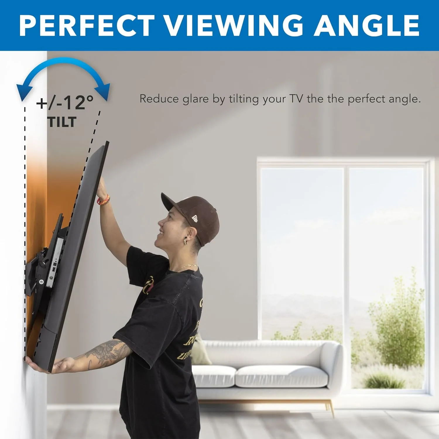 Mount-It! UL Certified Tilting TV Wall Mount for Most 43-90 Inch Flat Screen TVs