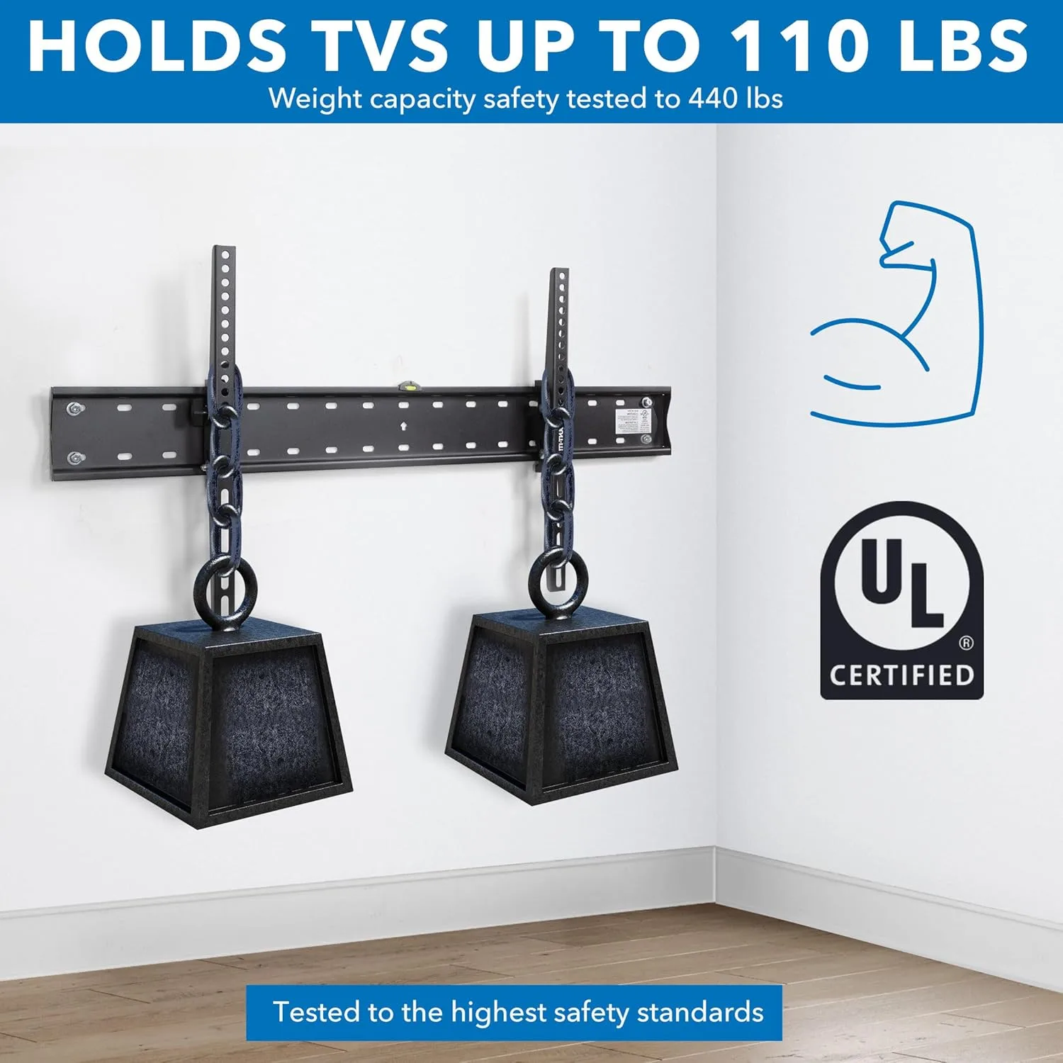 Mount-It! UL Certified Tilting TV Wall Mount for Most 43-90 Inch Flat Screen TVs