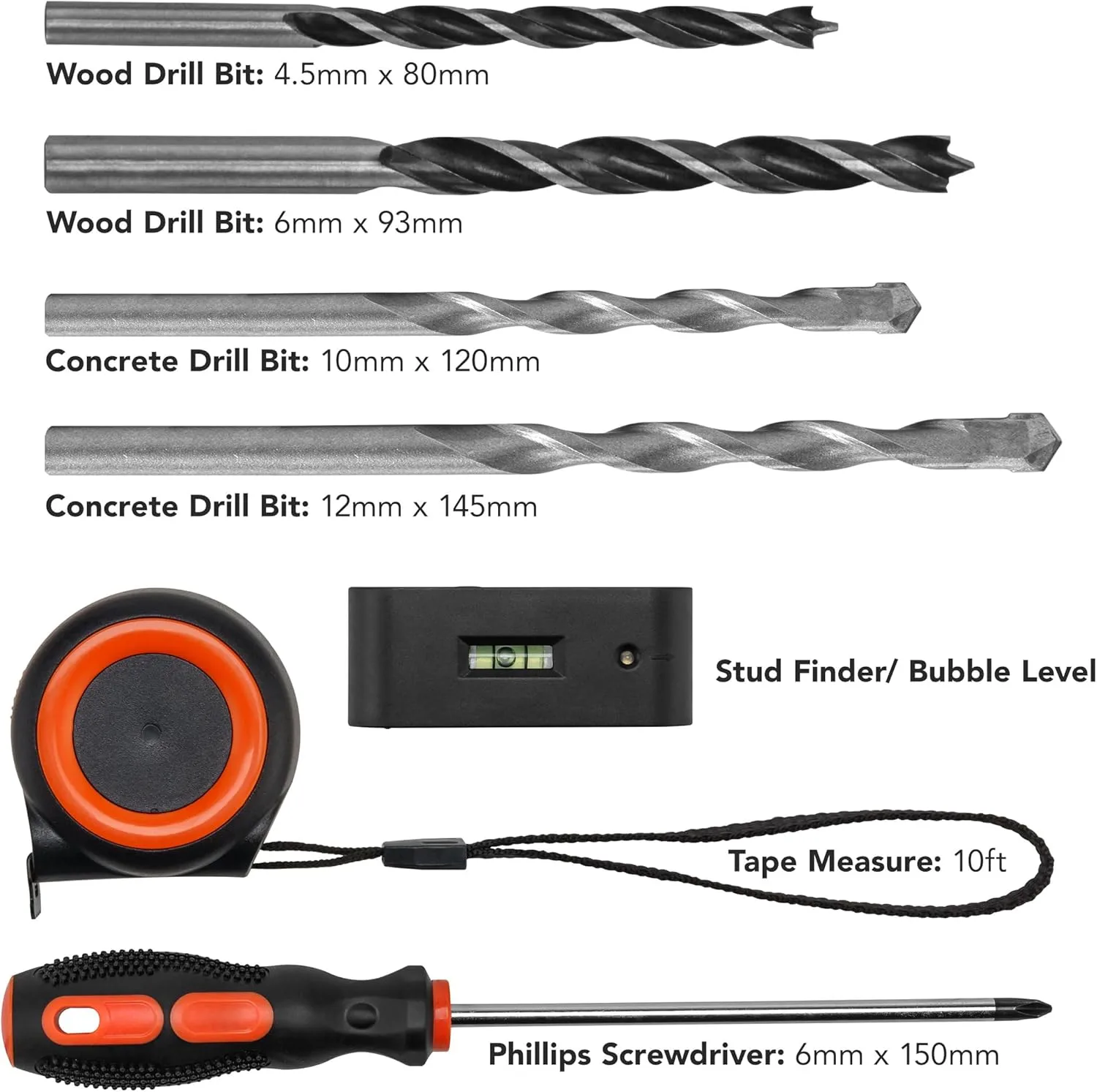 Mount-It! Universal TV Mount Installation Kit, 7-Piece Set Includes 2 Wood Drill Bits, 2 Concrete Drill Bits