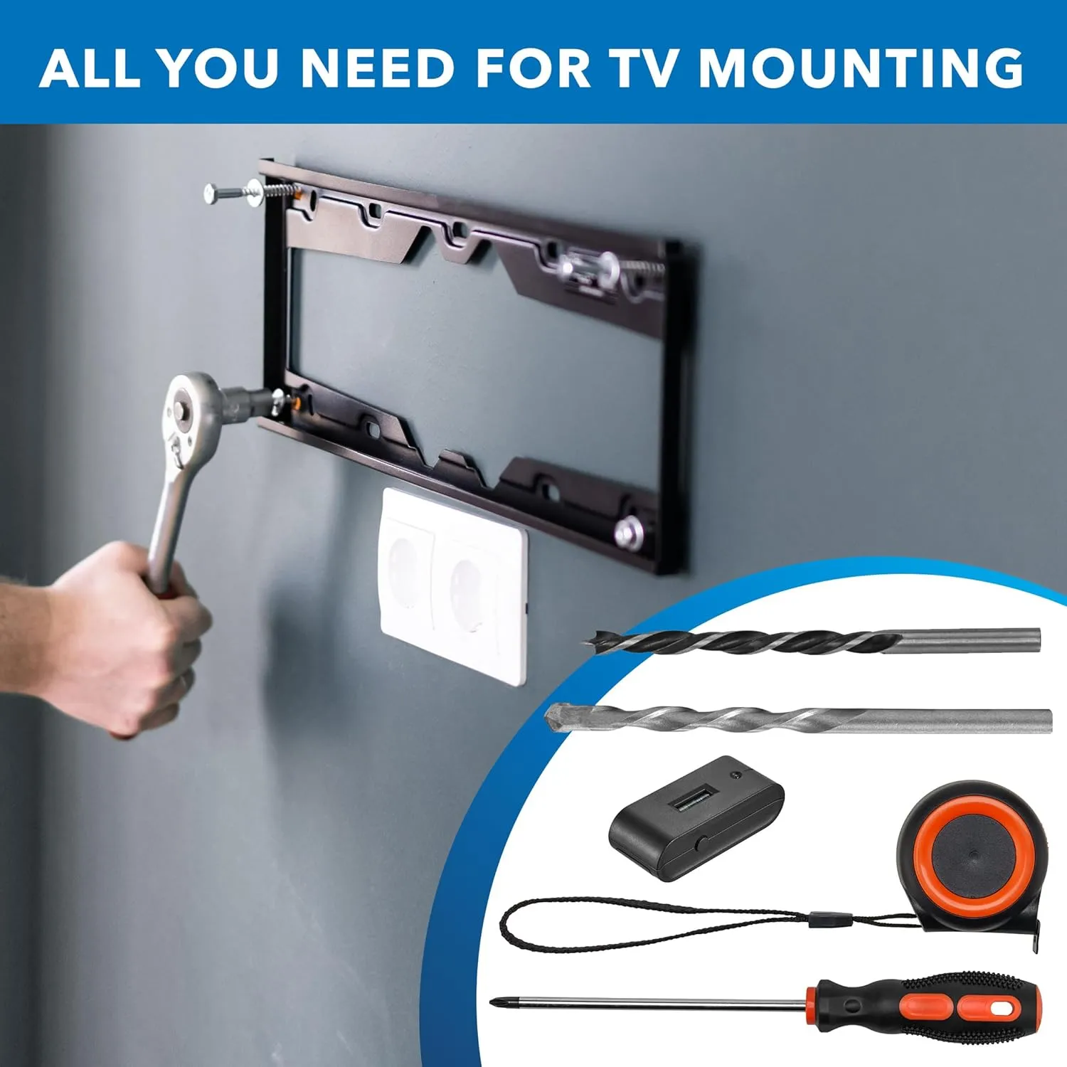 Mount-It! Universal TV Mount Installation Kit, 7-Piece Set Includes 2 Wood Drill Bits, 2 Concrete Drill Bits
