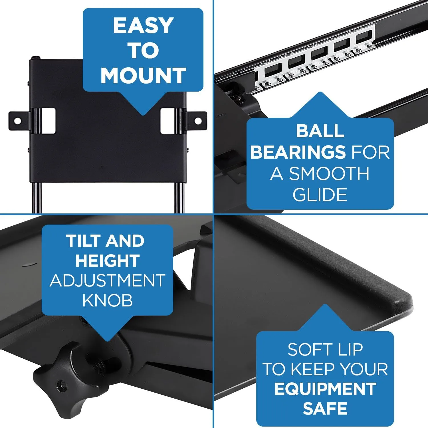 Mount-It! Under Desk Computer Keyboard and Mouse Tray, Slide Out Ergonomic Keyboard Drawer with Gel Wrist Pad, Tilt