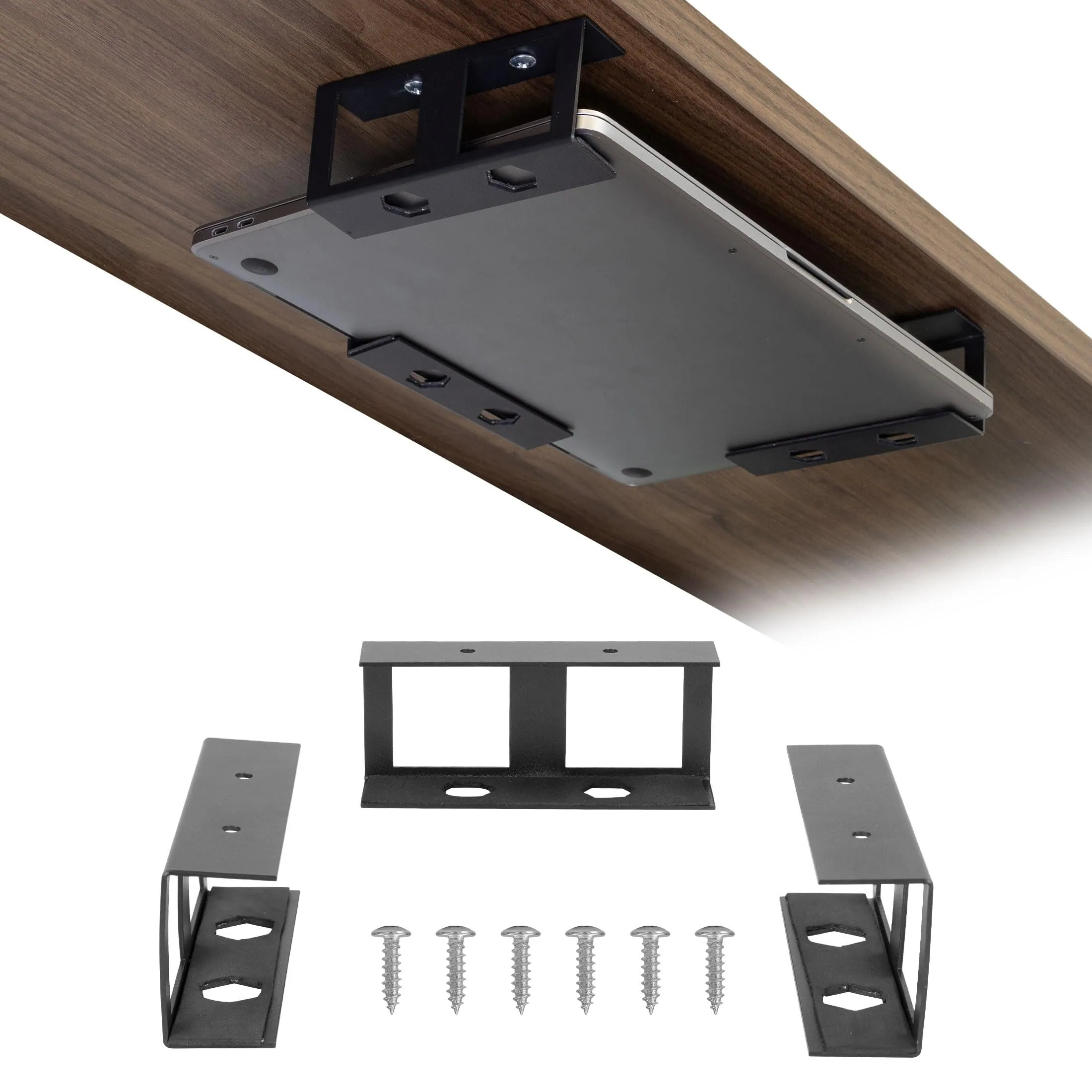 Mount-It! Under Desk Laptop Mount Holder, Laptop Mount for Desk, Space Saver Small Multimedia Device Bracket Underdesk Shelf