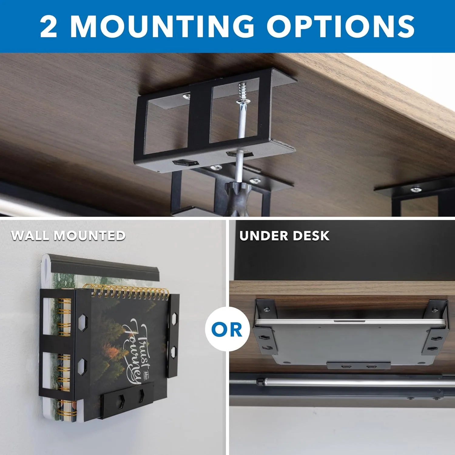 Mount-It! Under Desk Laptop Mount Holder, Laptop Mount for Desk, Space Saver Small Multimedia Device Bracket Underdesk Shelf
